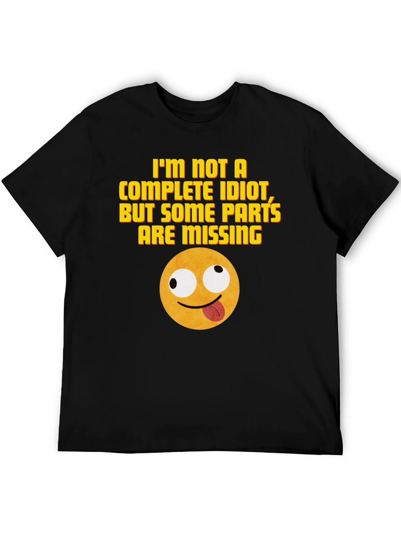 Black Funny "Missing Parts" Graphic Tee - Black Cotton T-Shirt view 5