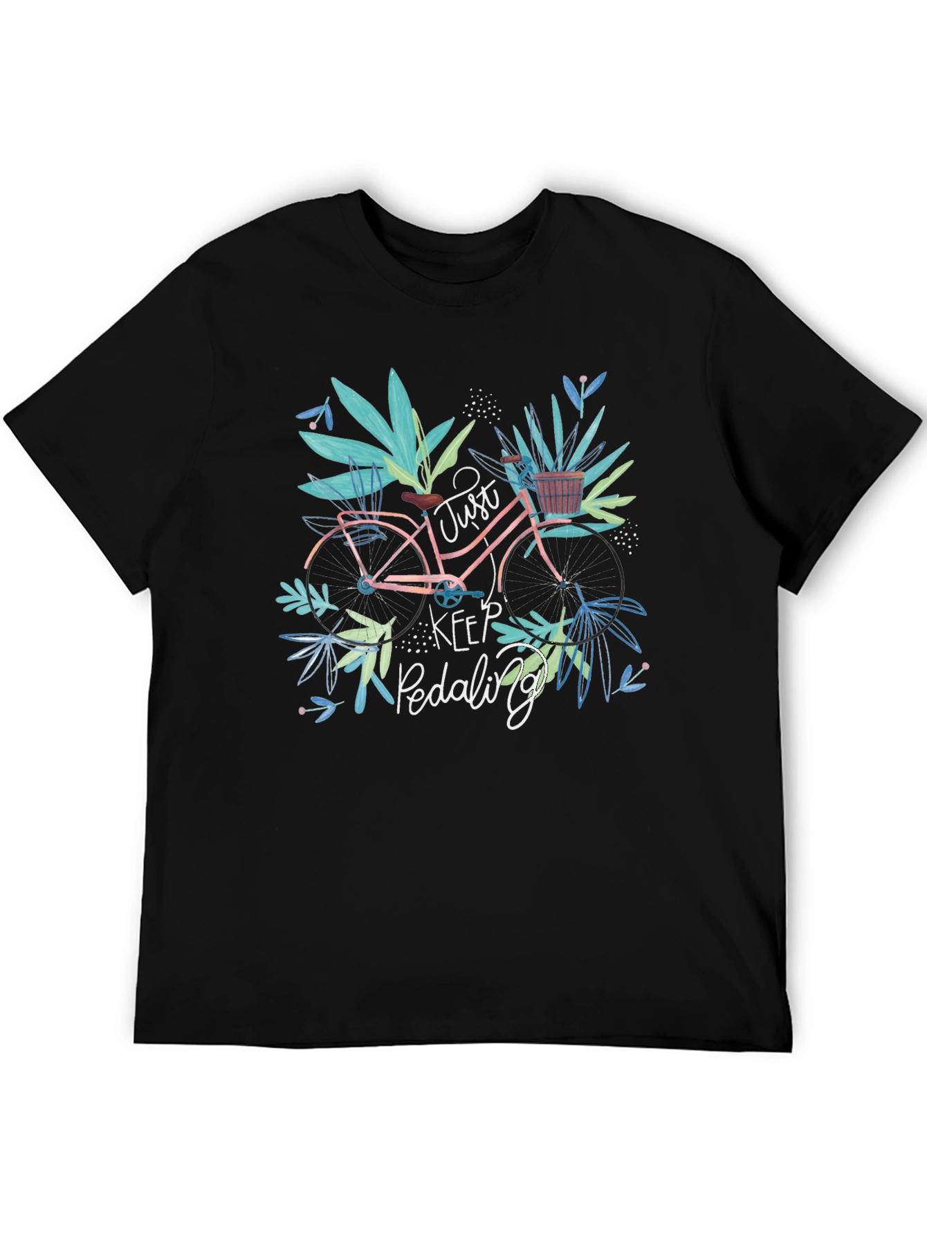 Black Just Keep Pedaling Bicycle Graphic Tee view 5