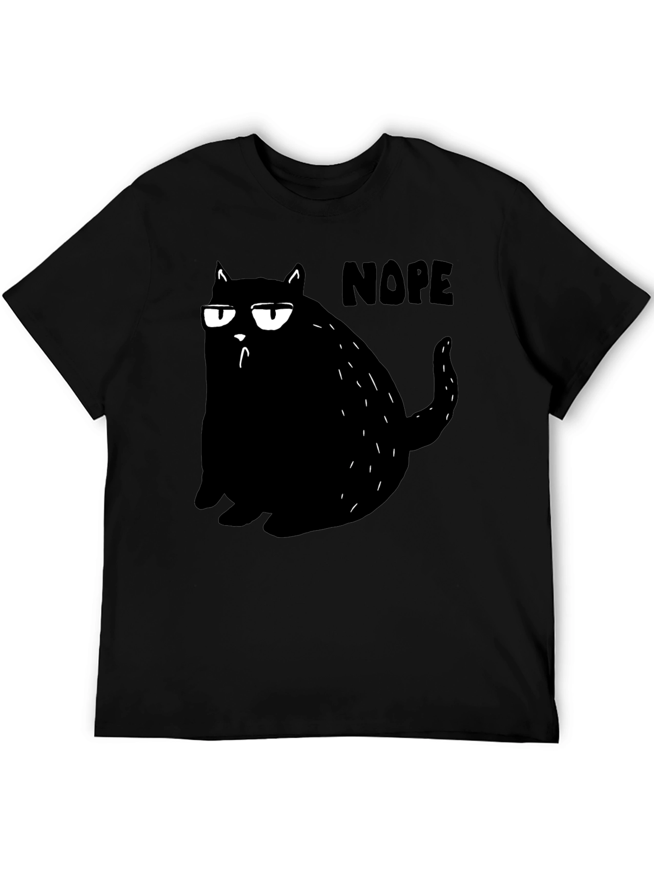 Black Nope Cat Graphic Tee - Black Cotton T-Shirt  view 5