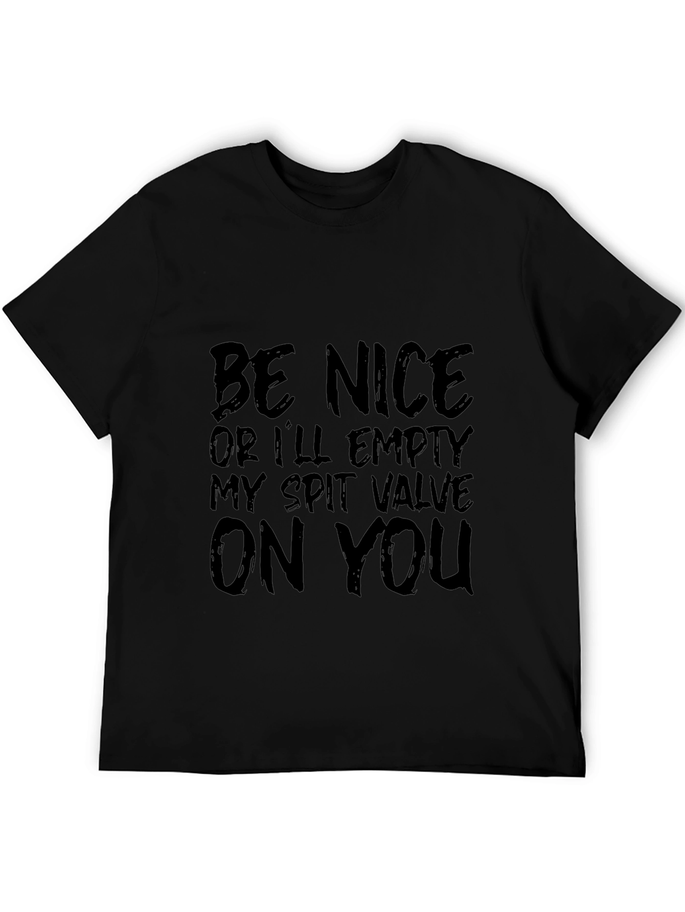 Black Be Nice Sarcastic Graphic Tee - Men's Black Cotton T-Shirt view 5