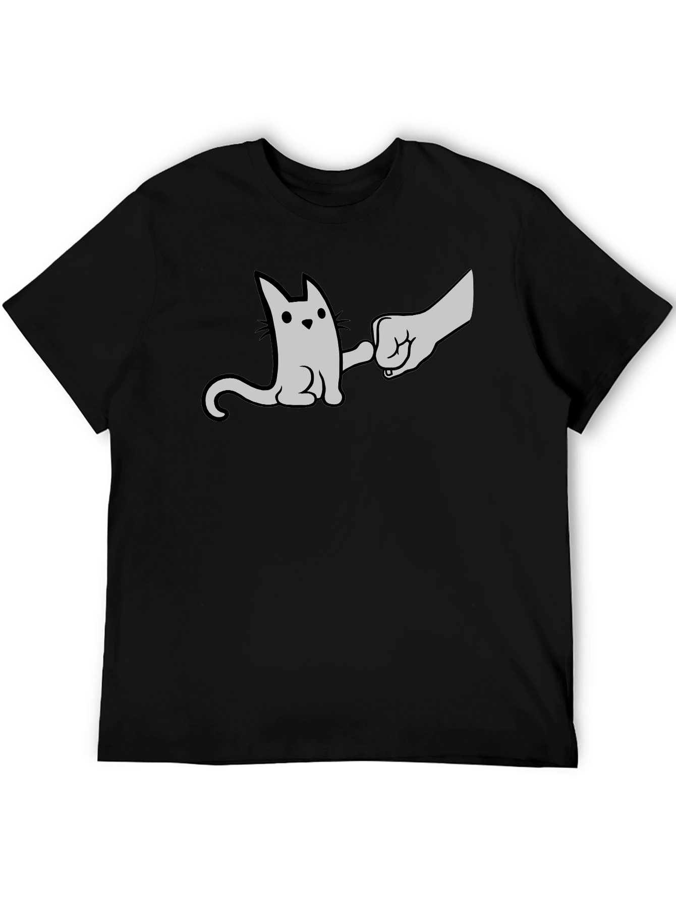 Black Cat Fist Bump Graphic T-Shirt - Black view 5