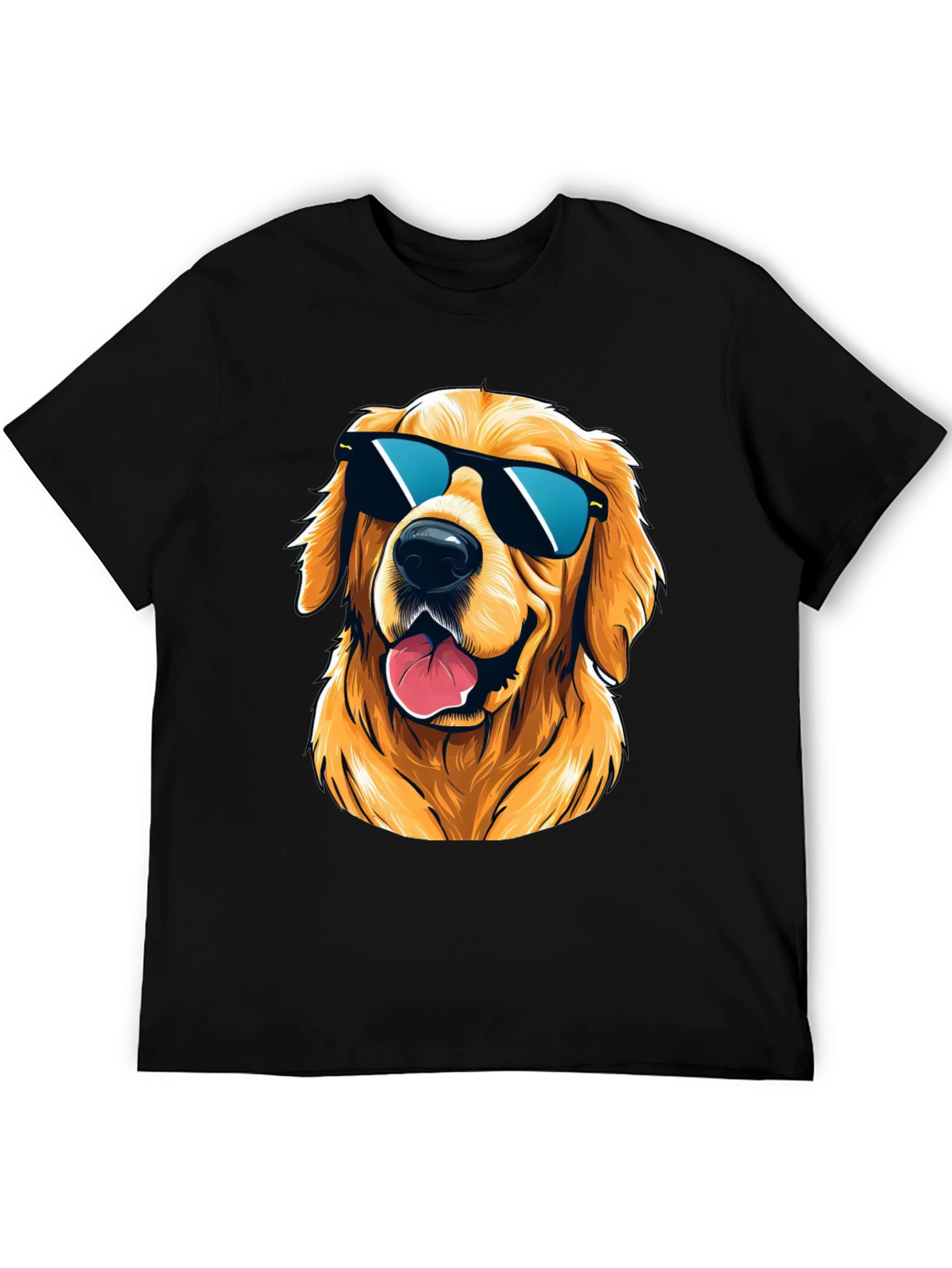 Black Cool Golden Retriever Sunglasses T-Shirt view 5