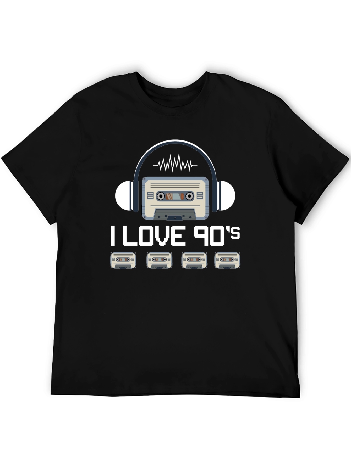Black I Love 90's Cassette Tape Graphic Tee - Retro Style view 5