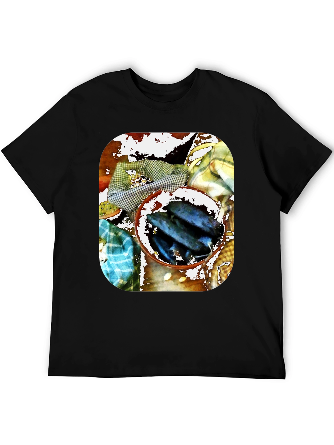 Black Artistic Fish Bowl Graphic Tee - Unique Design view 5