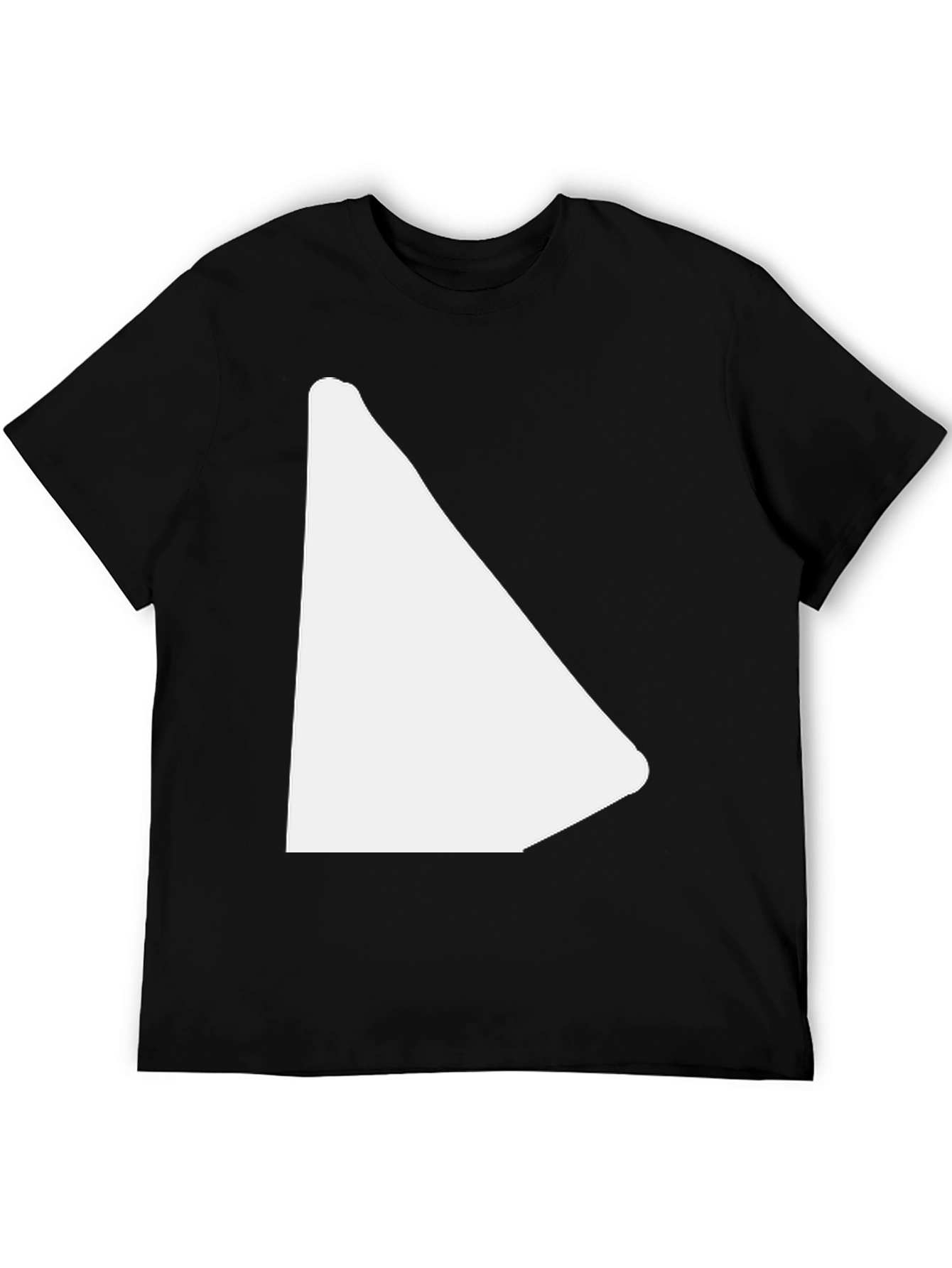Black Men's Black T-Shirt with Unique White Graphic view 5