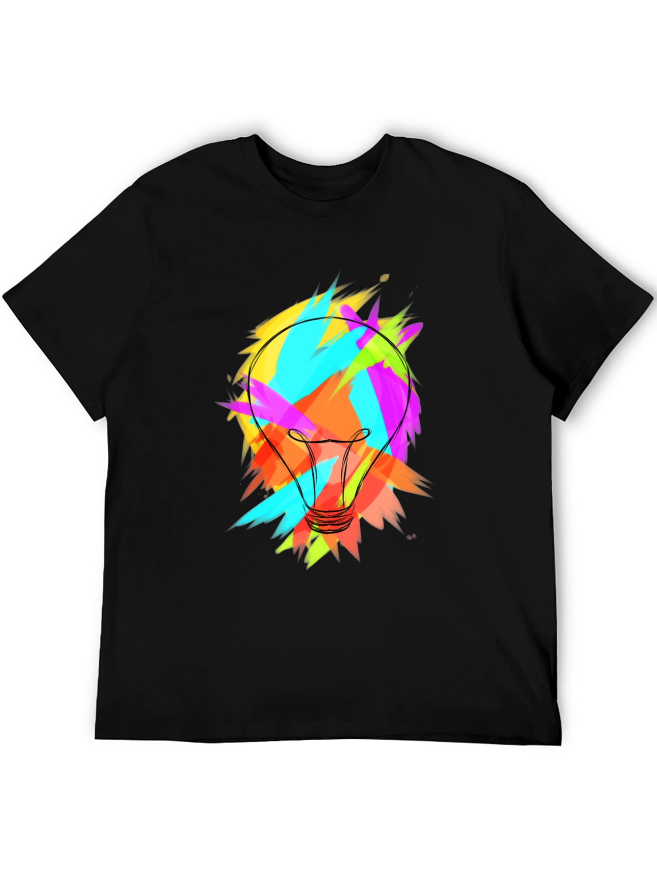 Black Colorful Lightbulb Graphic Tee - Soft Cotton Blend view 5