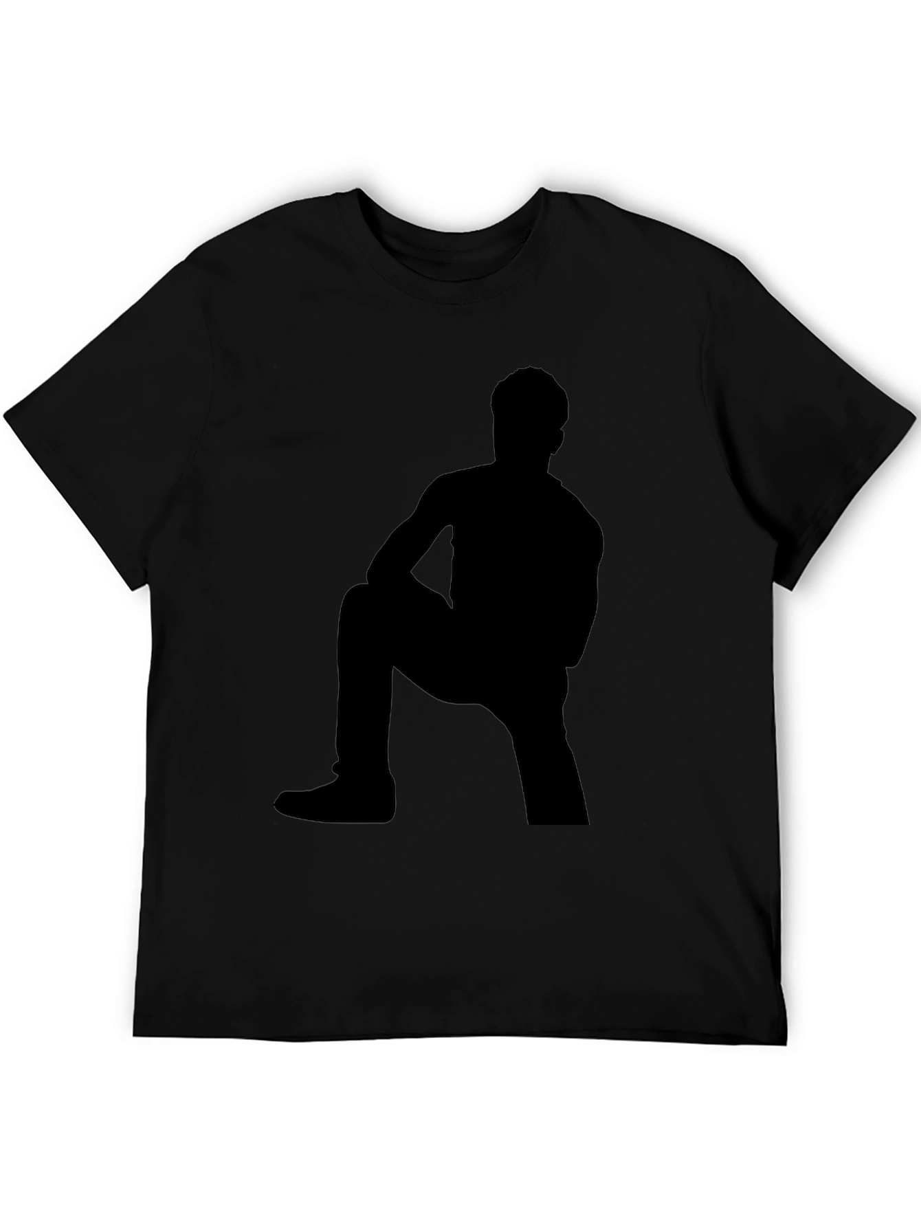 Black Shadow Figure Graphic Tee - Black Cotton Shirt view 5