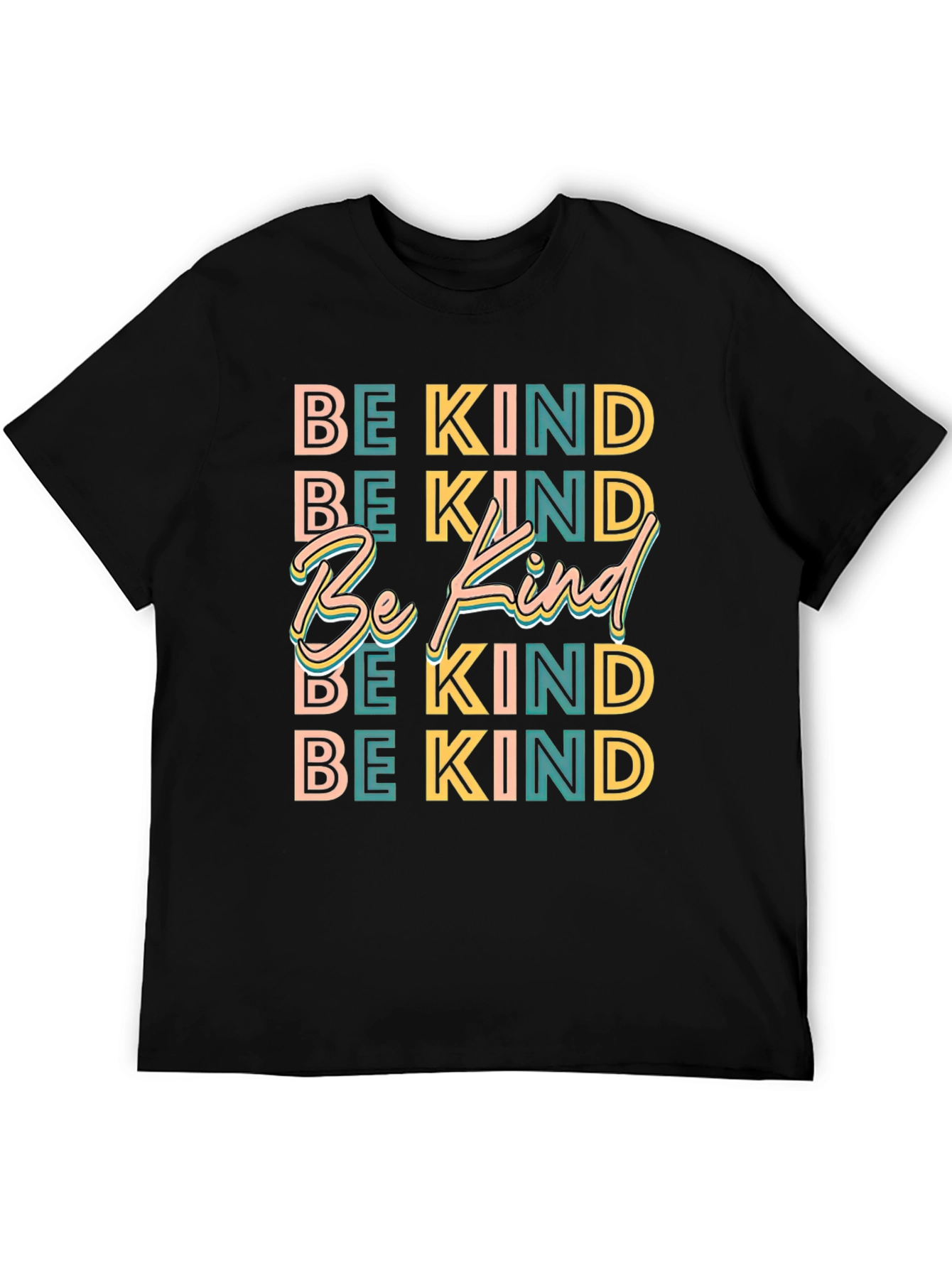 Black Be Kind Graphic Tee - Retro Style Kindness T-Shirt view 5