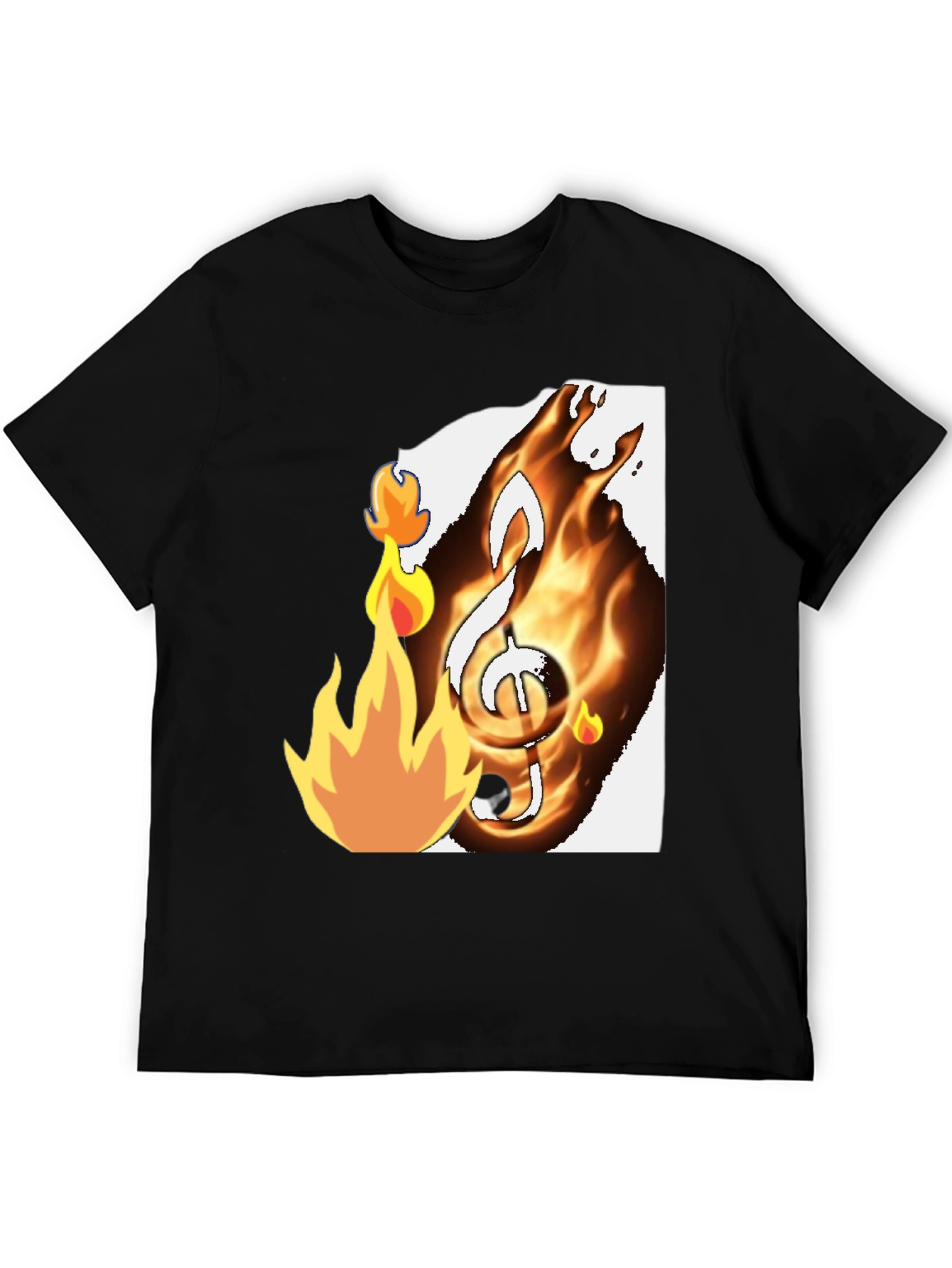Black Fiery Music Note Graphic T-Shirt - Black view 5