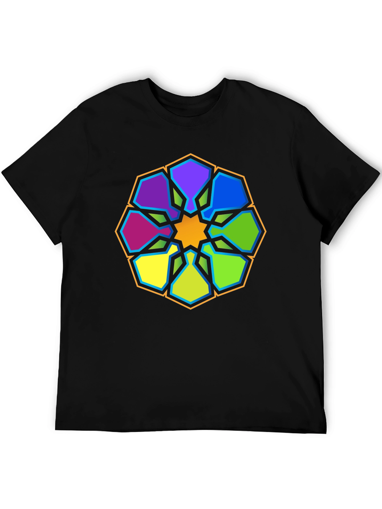 Black Geometric Mandala Graphic Tee - Stylish Black T-Shirt view 5