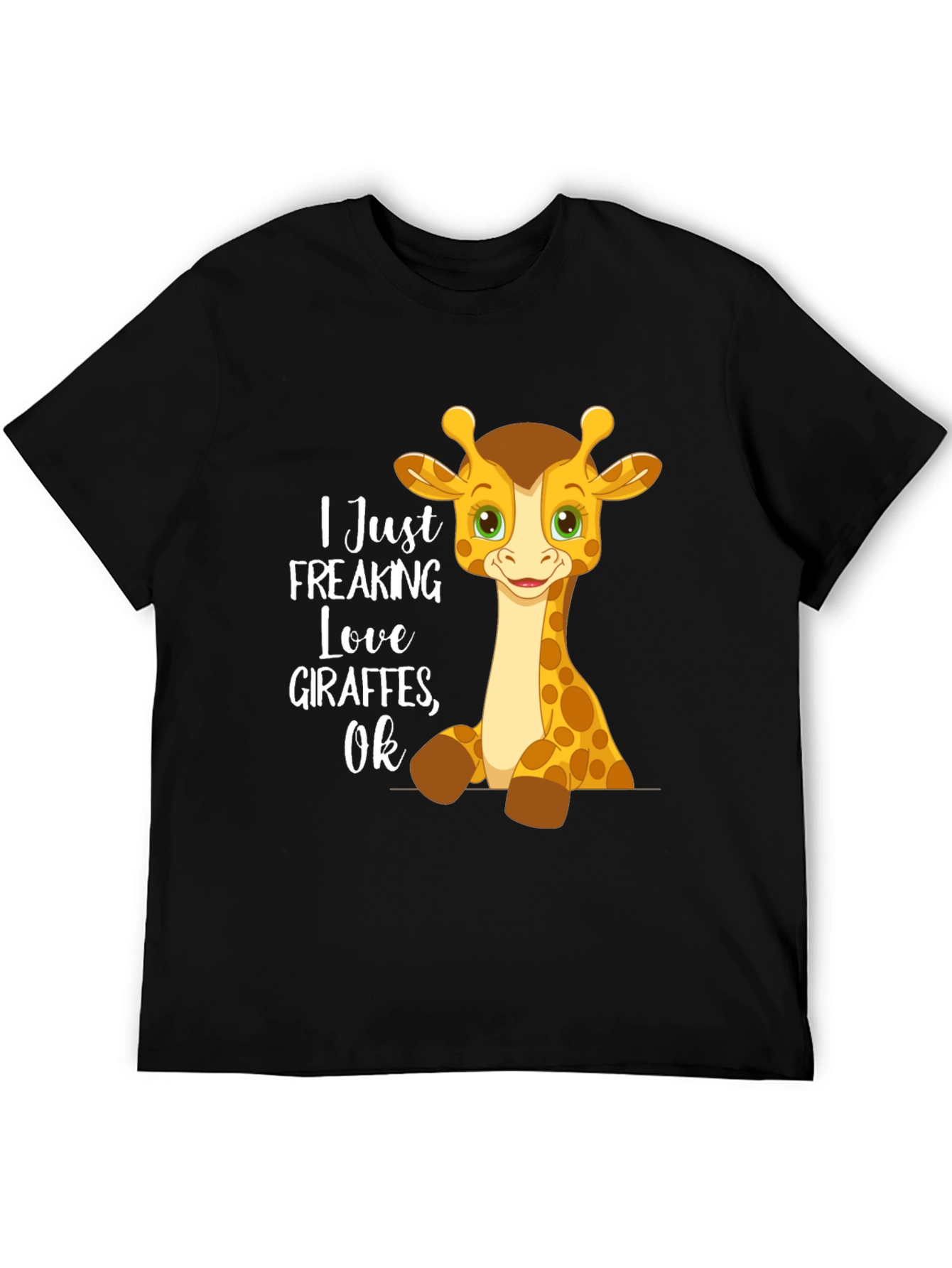 Black Giraffe Lover Graphic Tee - I Freaking Love Giraffes OK view 5