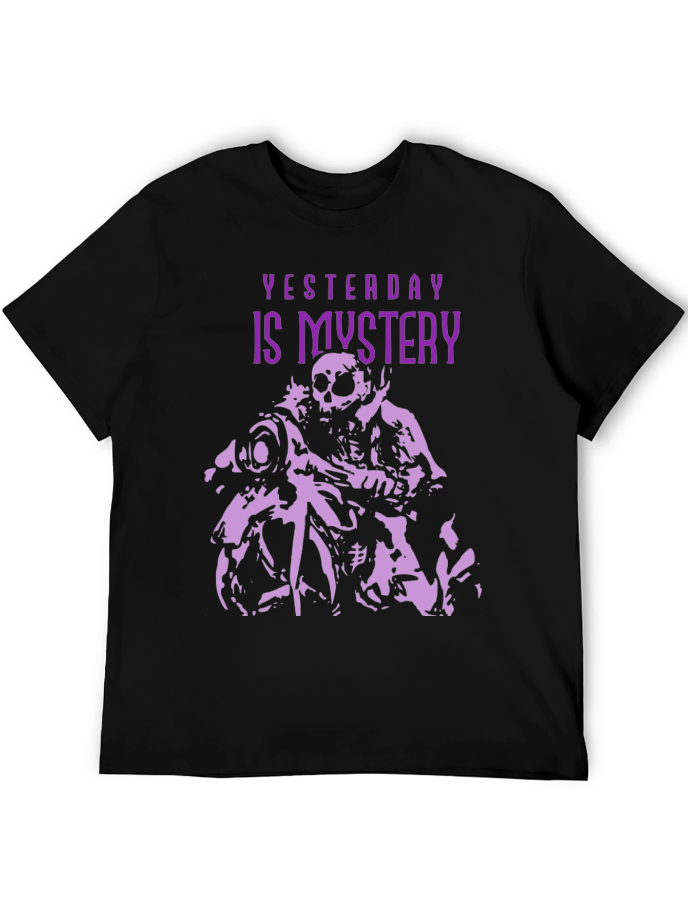 Black Yesterday is Mystery Skeleton Biker Graphic T-Shirt view 5