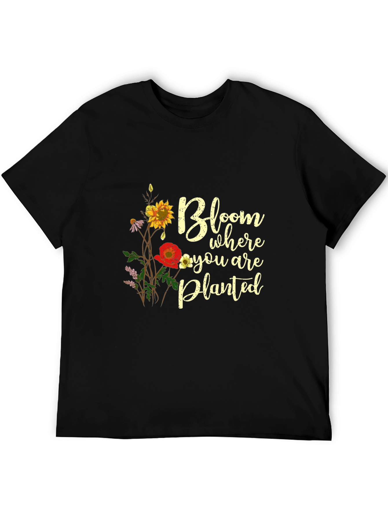 Black Bloom Where You Are Planted Graphic Tee view 5