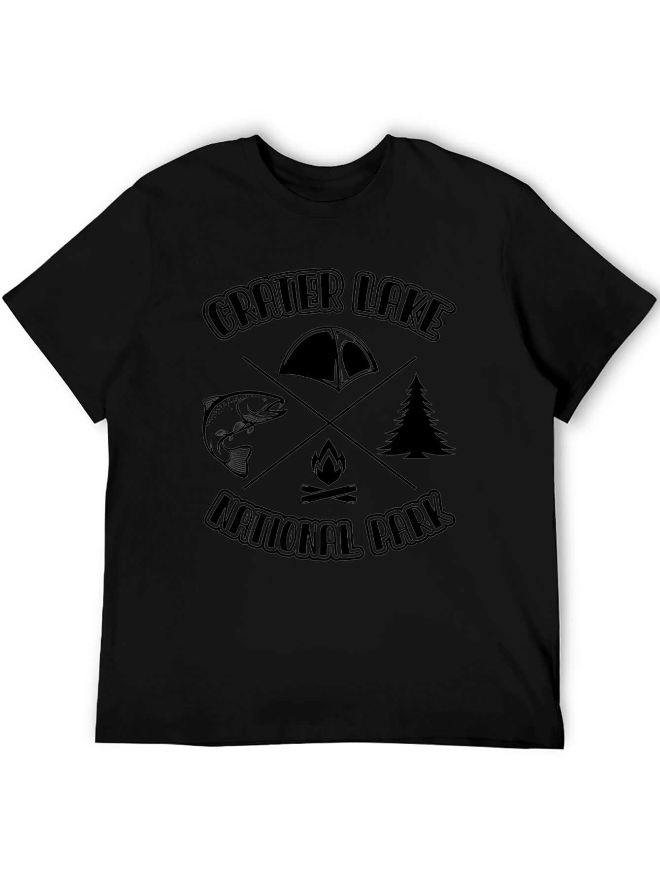 Black Crater Lake National Park Black Graphic Tee view 5