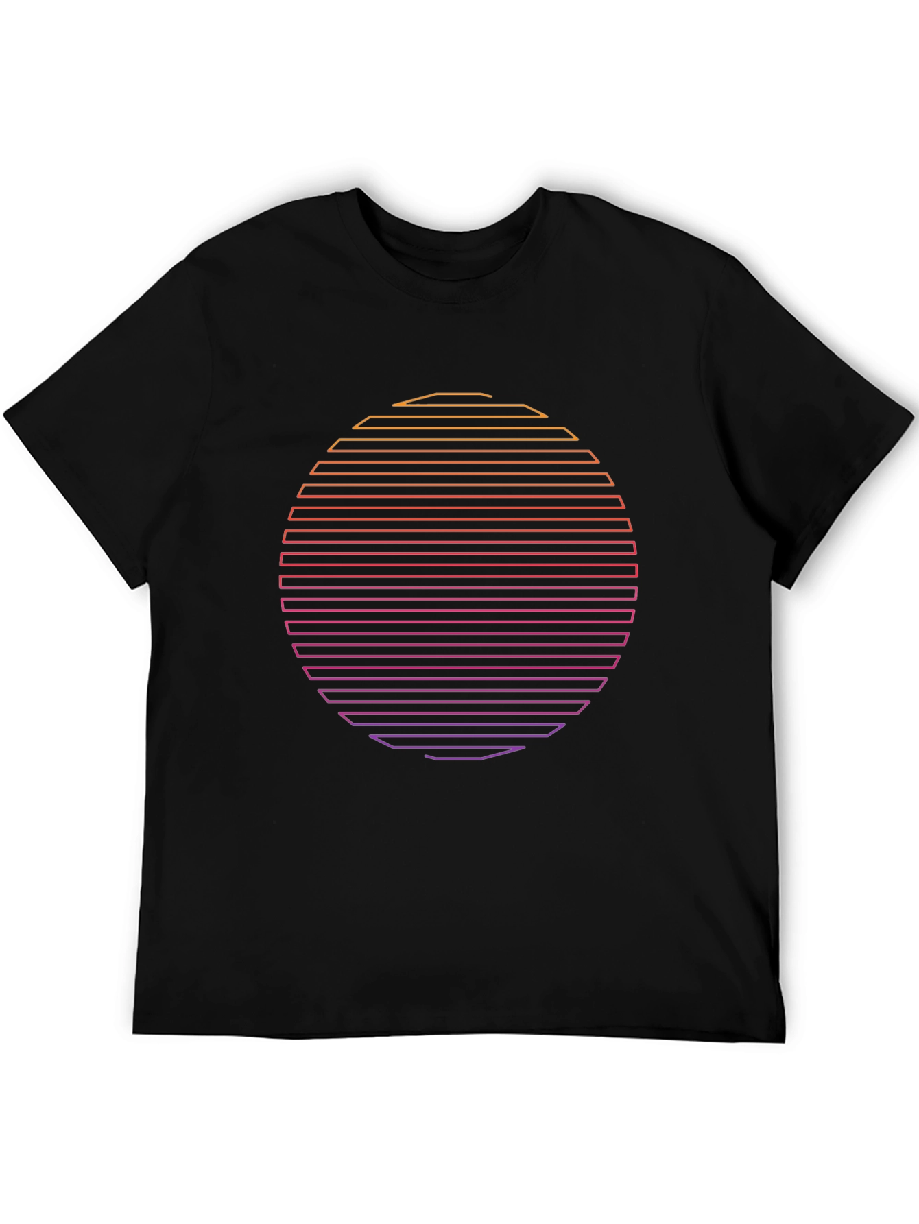 Black Retro Sunset Graphic Tee - Black Cotton Blend view 5
