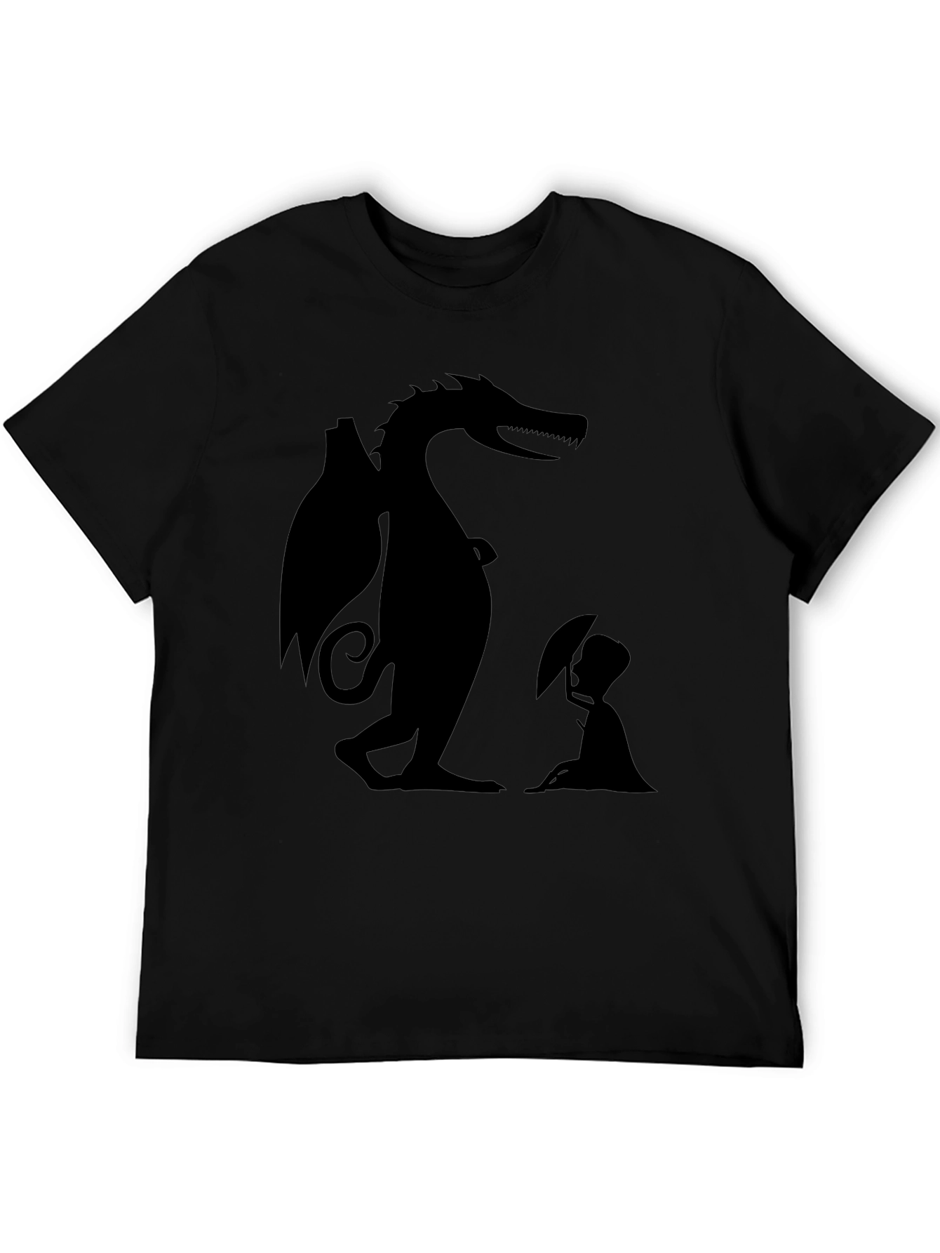 Black Dragon and Boy Graphic Tee - Black Cotton Blend view 5