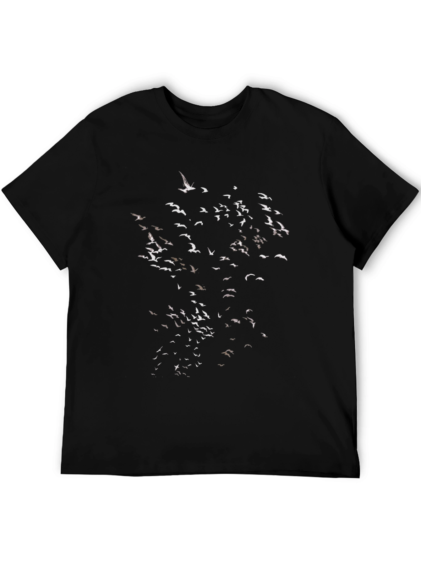 Black Black T-Shirt with Flock of Birds Graphic view 5