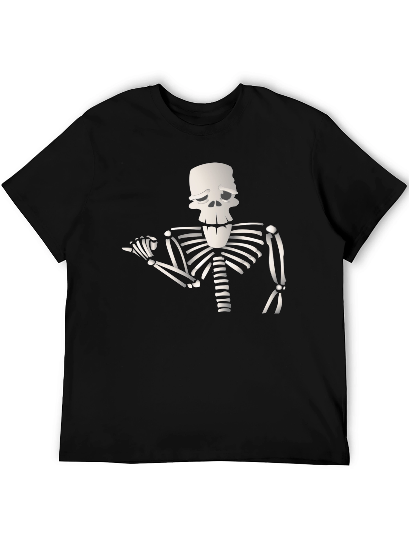 Black Humorous Skeleton Graphic Tee - Black view 5