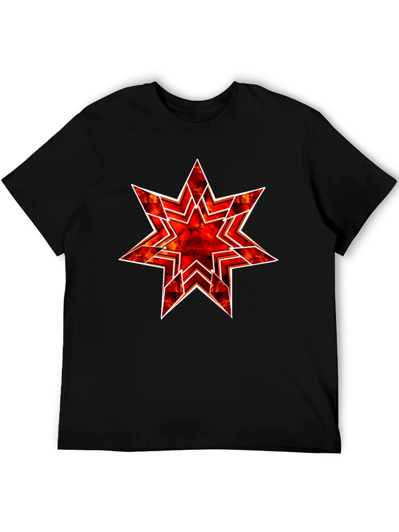 Black Fiery Starburst Graphic Tee - Bold Statement Shirt view 5