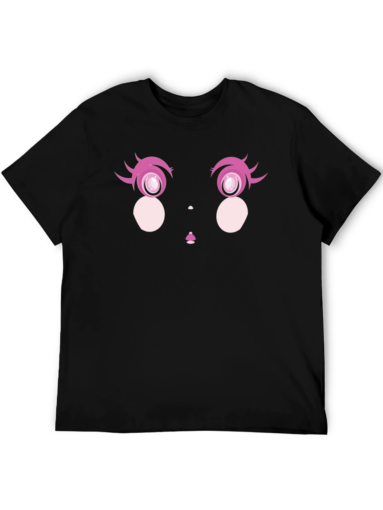 Black Anime Eyes Graphic Tee - Black Cotton Casual Shirt view 5