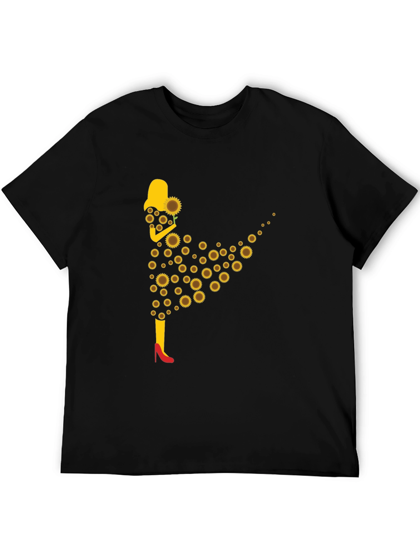 Black Sunflower Girl Graphic Tee - Stylish & Unique Design view 5