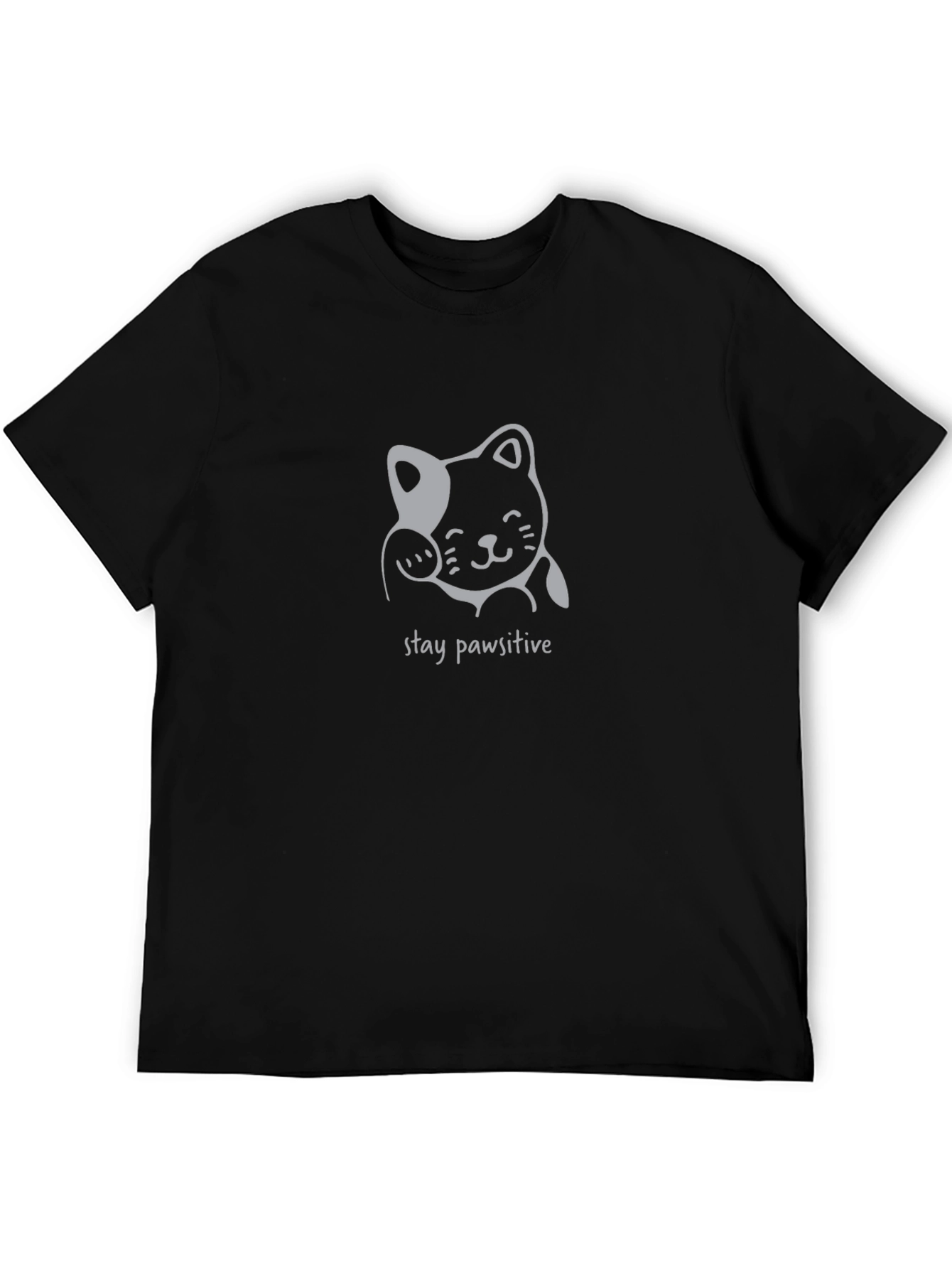 Black Stay Pawsitive Cat Graphic Tee - Black view 5