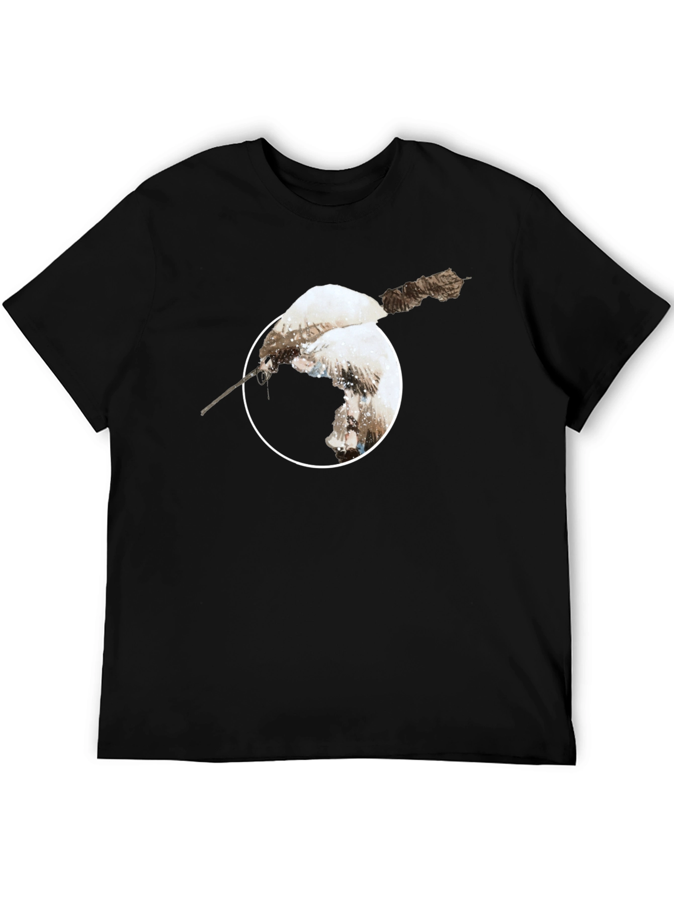 Black Unique Bird Print Black T-Shirt view 5