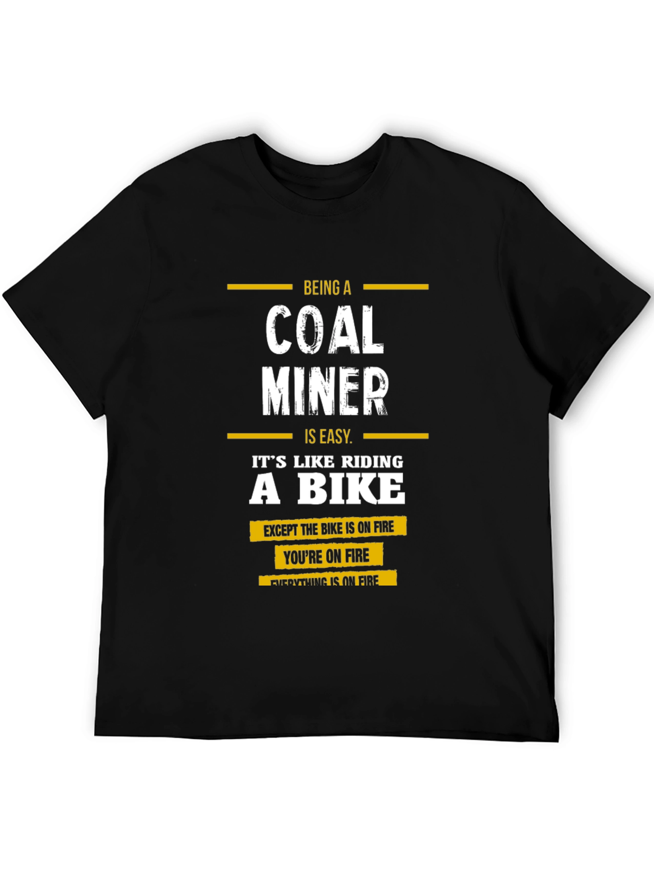Black Coal Miner T-Shirt - Riding a Bike on Fire view 5