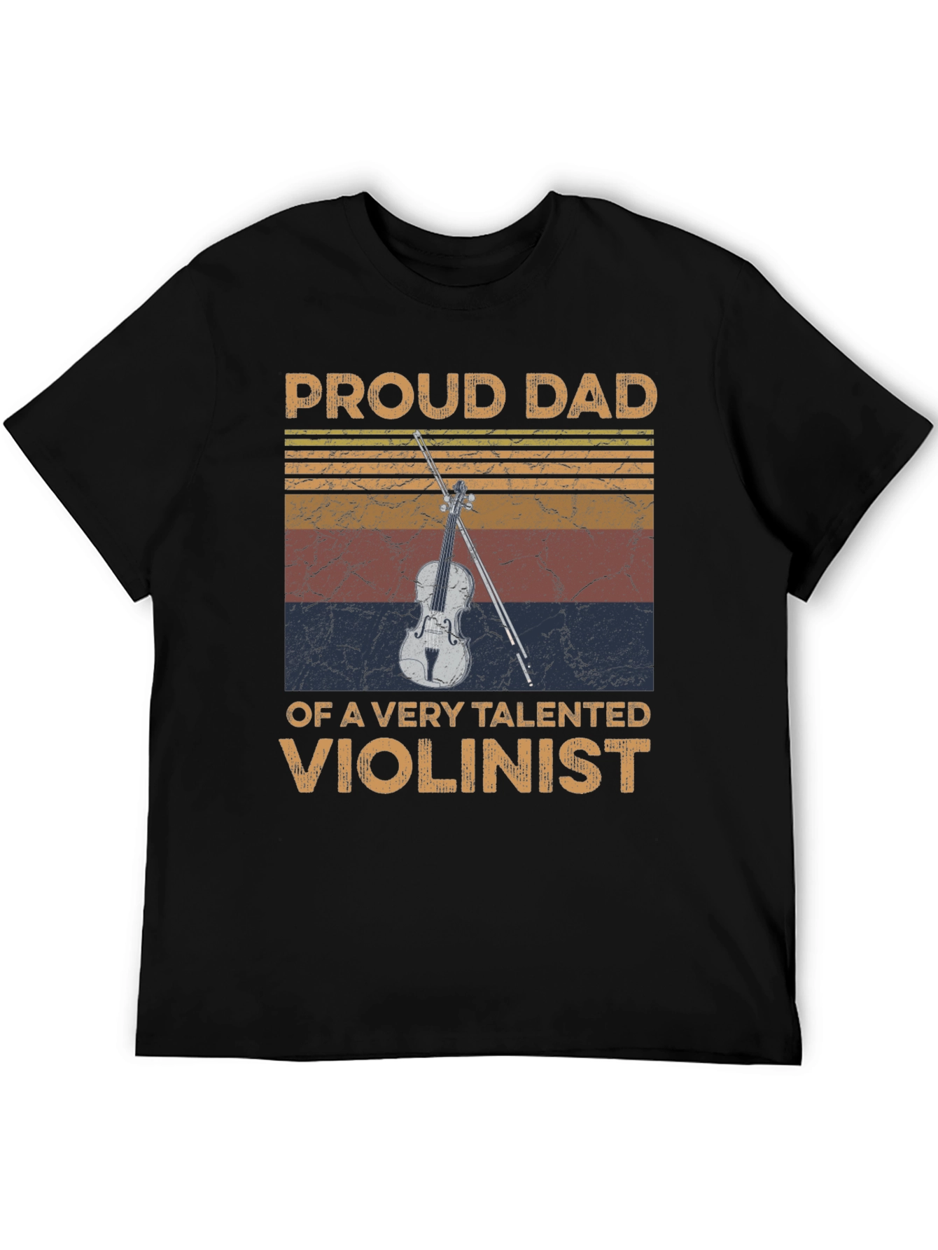 Black Proud Dad Violinist Graphic Tee view 5
