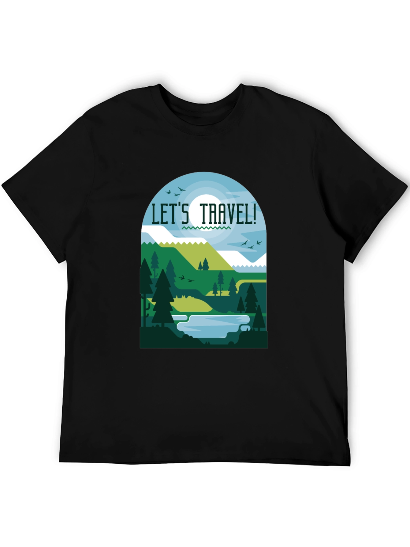Black Let's Travel T-Shirt - Nature Inspired Tee view 5