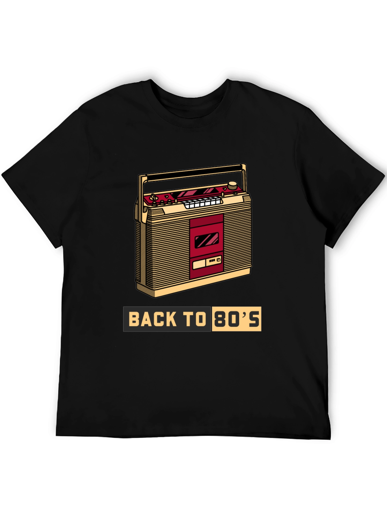 Black Back to the 80s Retro Boombox T-Shirt view 5