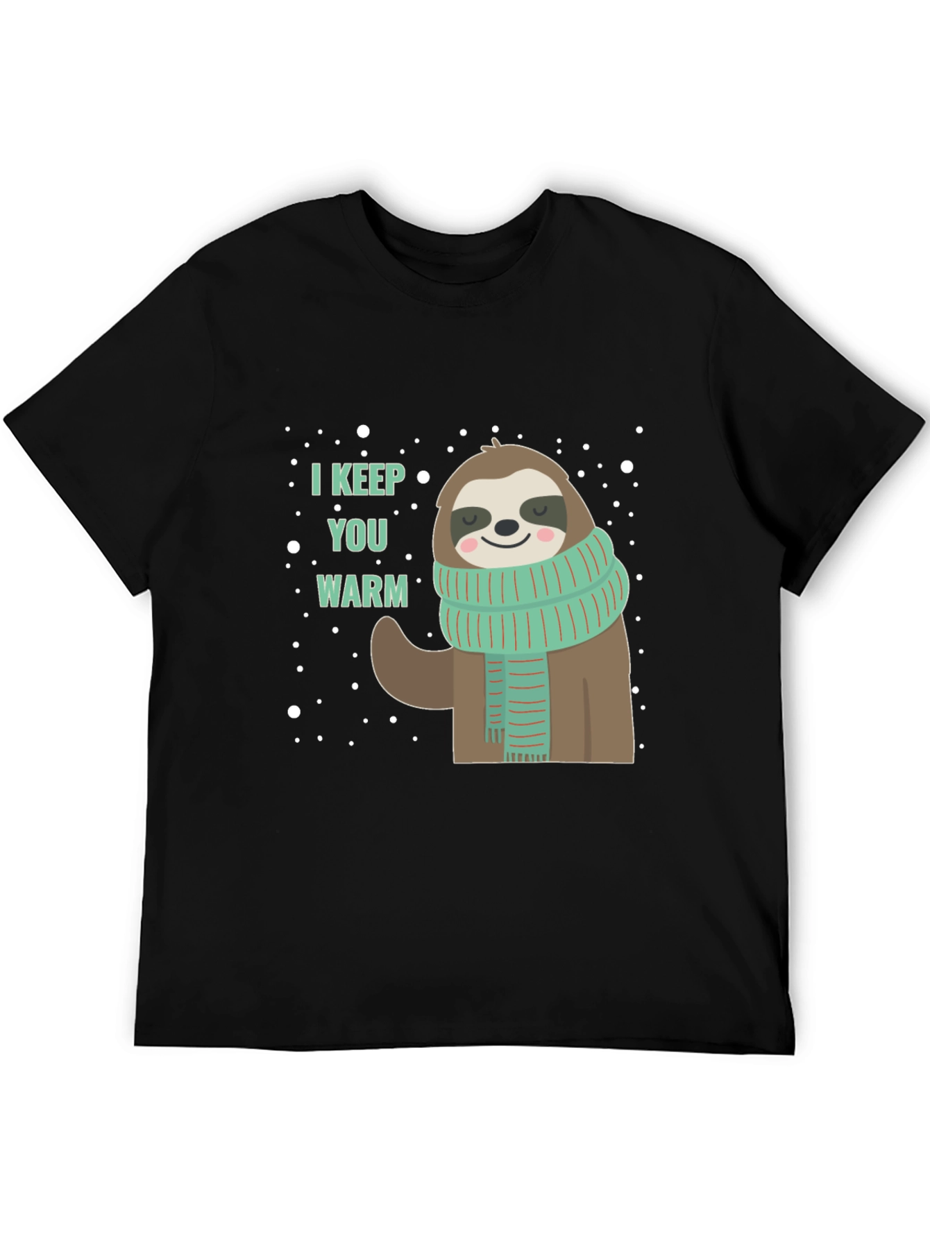 Black Cute Sloth Winter T-Shirt - I Keep You Warm view 5