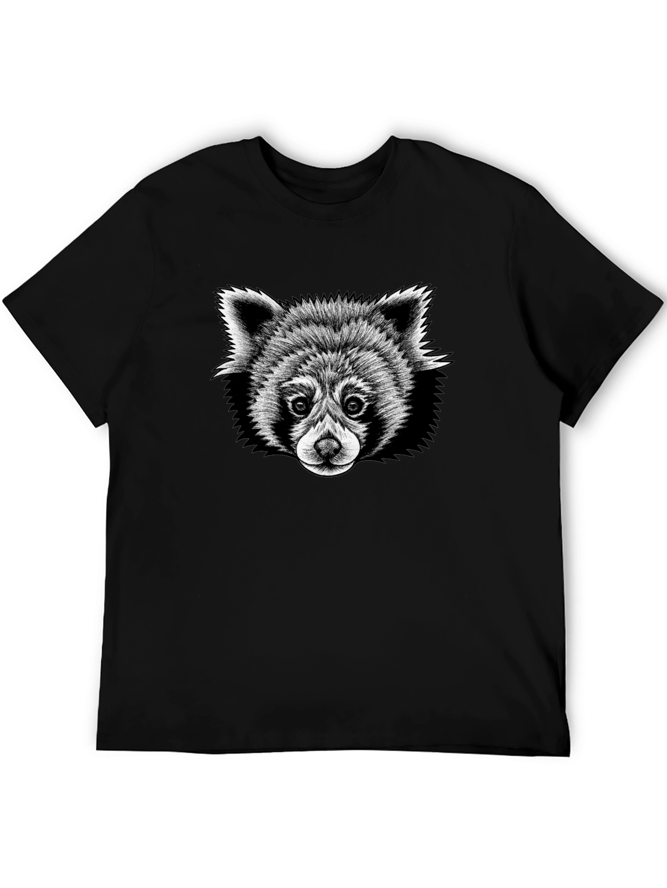 Black Red Panda Graphic Tee - Soft Black T-Shirt view 5