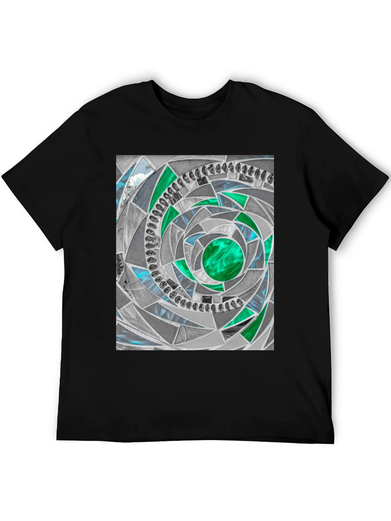 Black Geometric Mosaic T-Shirt - Abstract Art Tee view 5