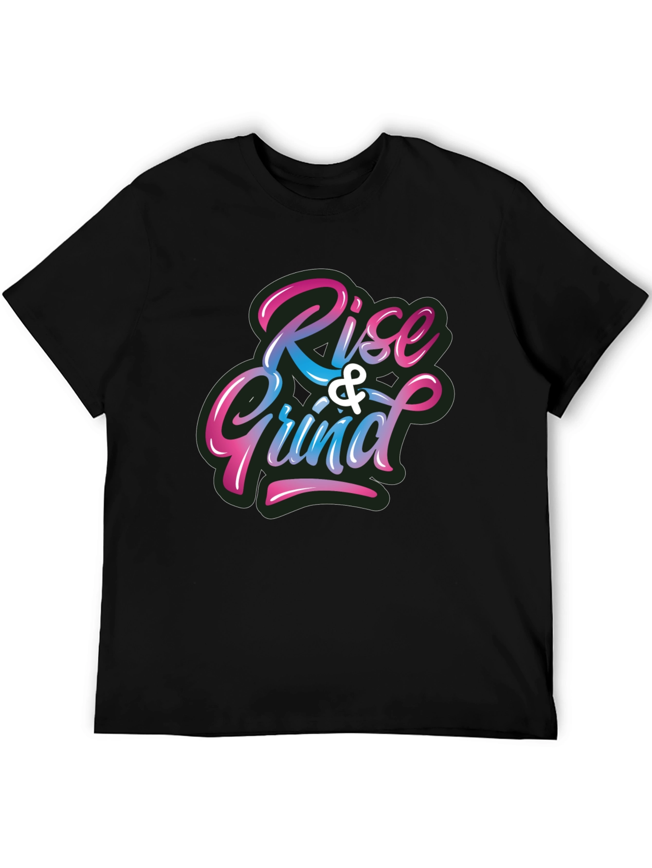 Black Rise & Grind Graphic Print Crew Neck T-Shirt view 5