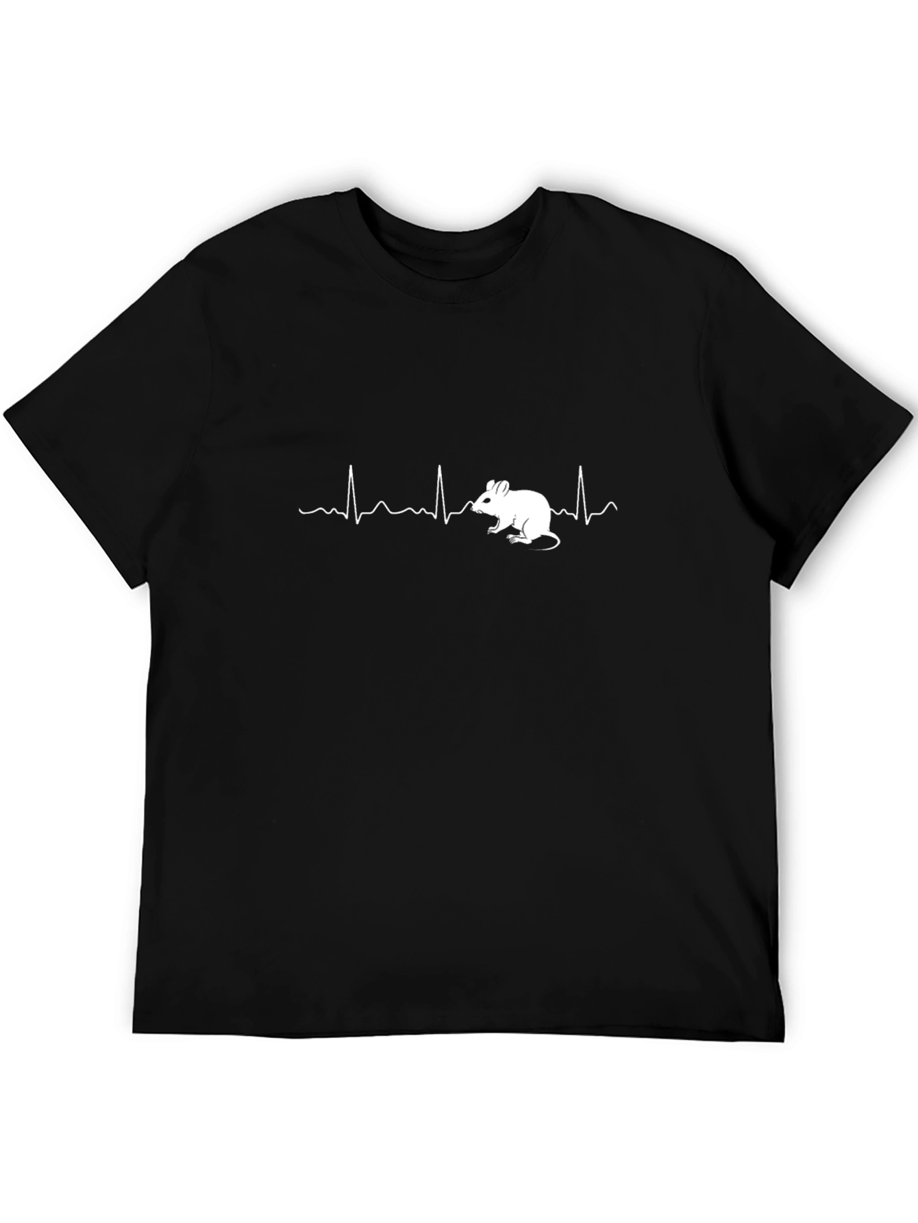 Black Mouse Heartbeat T-Shirt - Black Cotton Graphic Tee view 5
