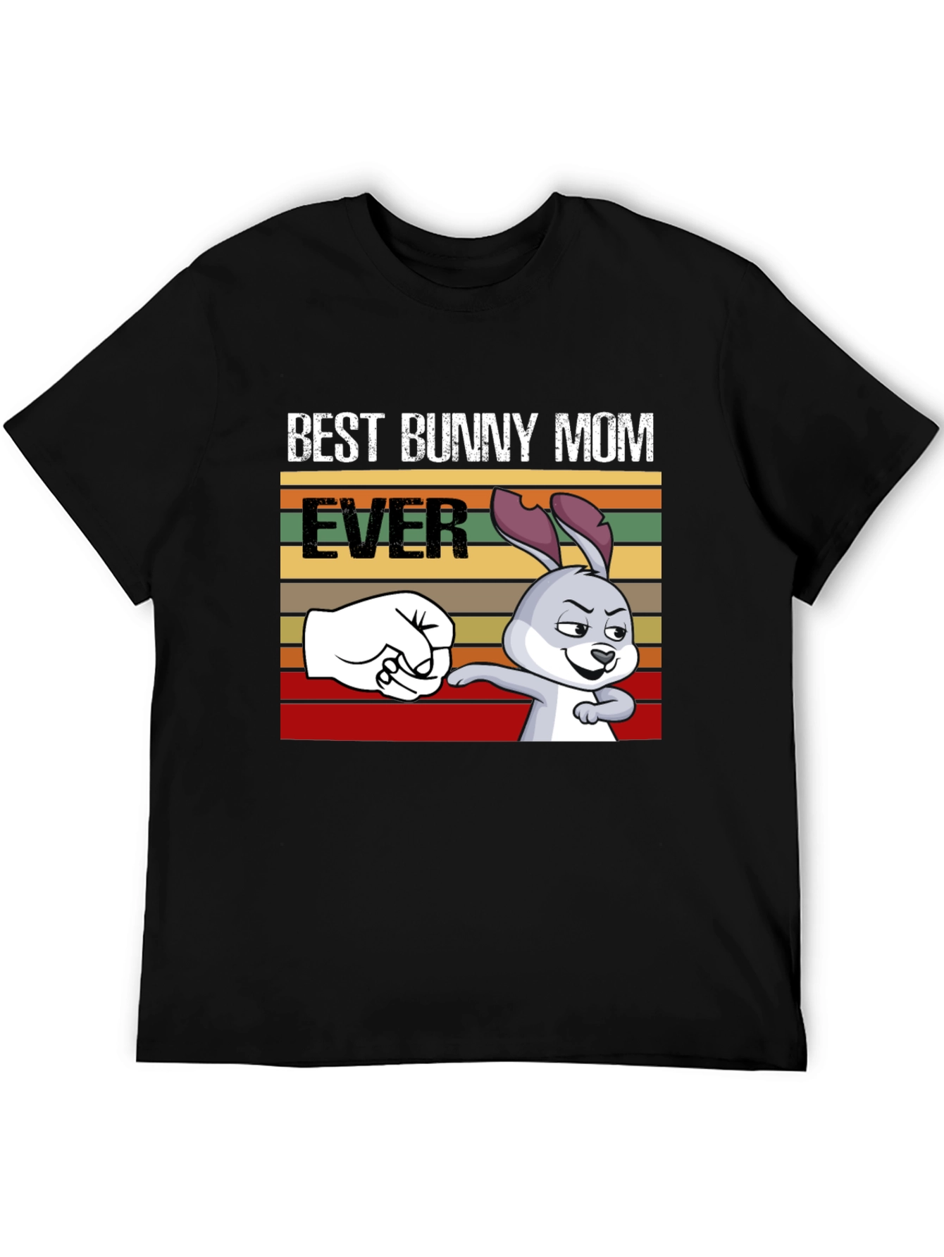 Black Best Bunny Mom Ever T-Shirt, Fun Easter Tee view 5