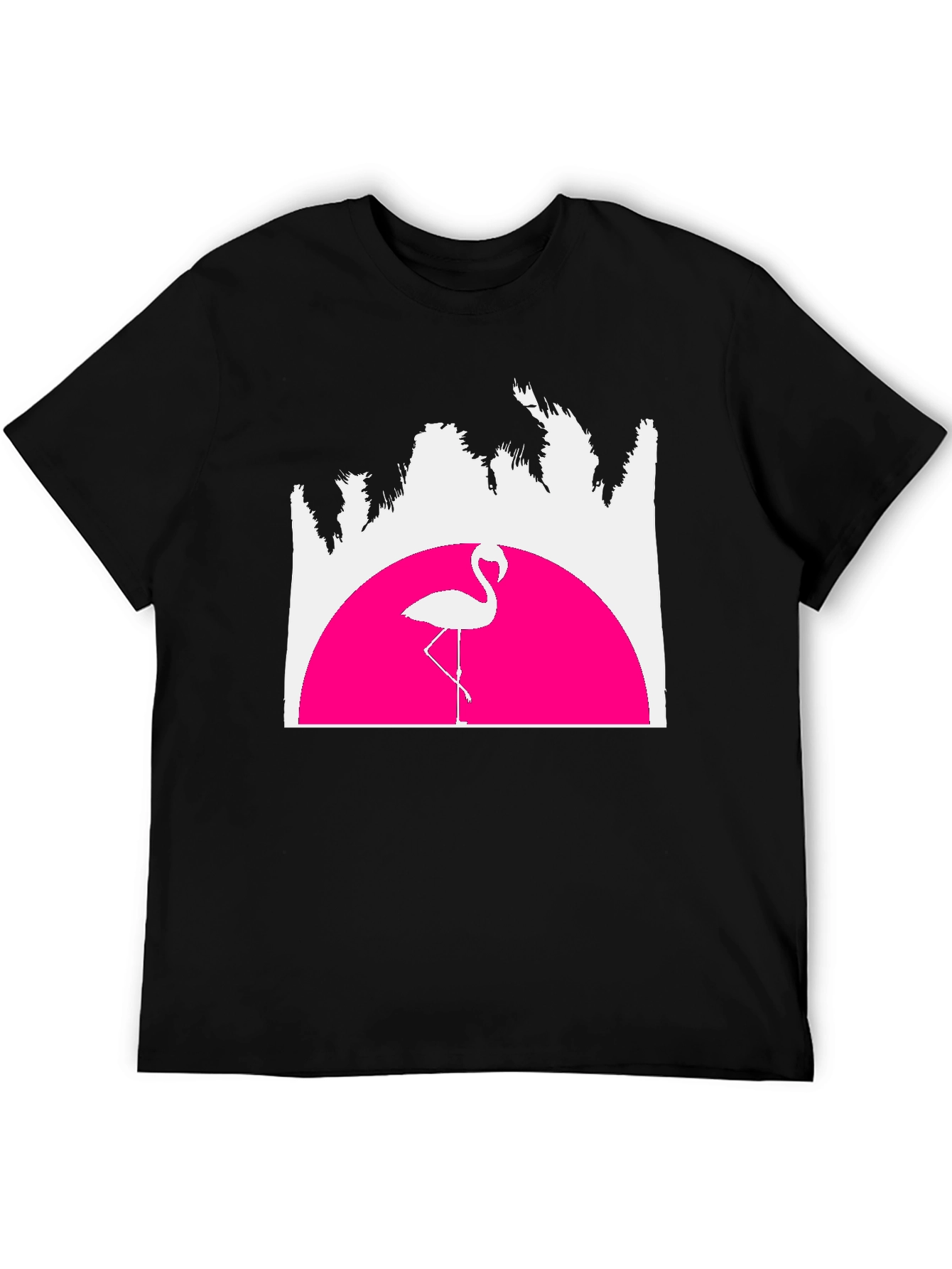 Black Retro Flamingo T-Shirt - Sunset Graphic Tee view 5
