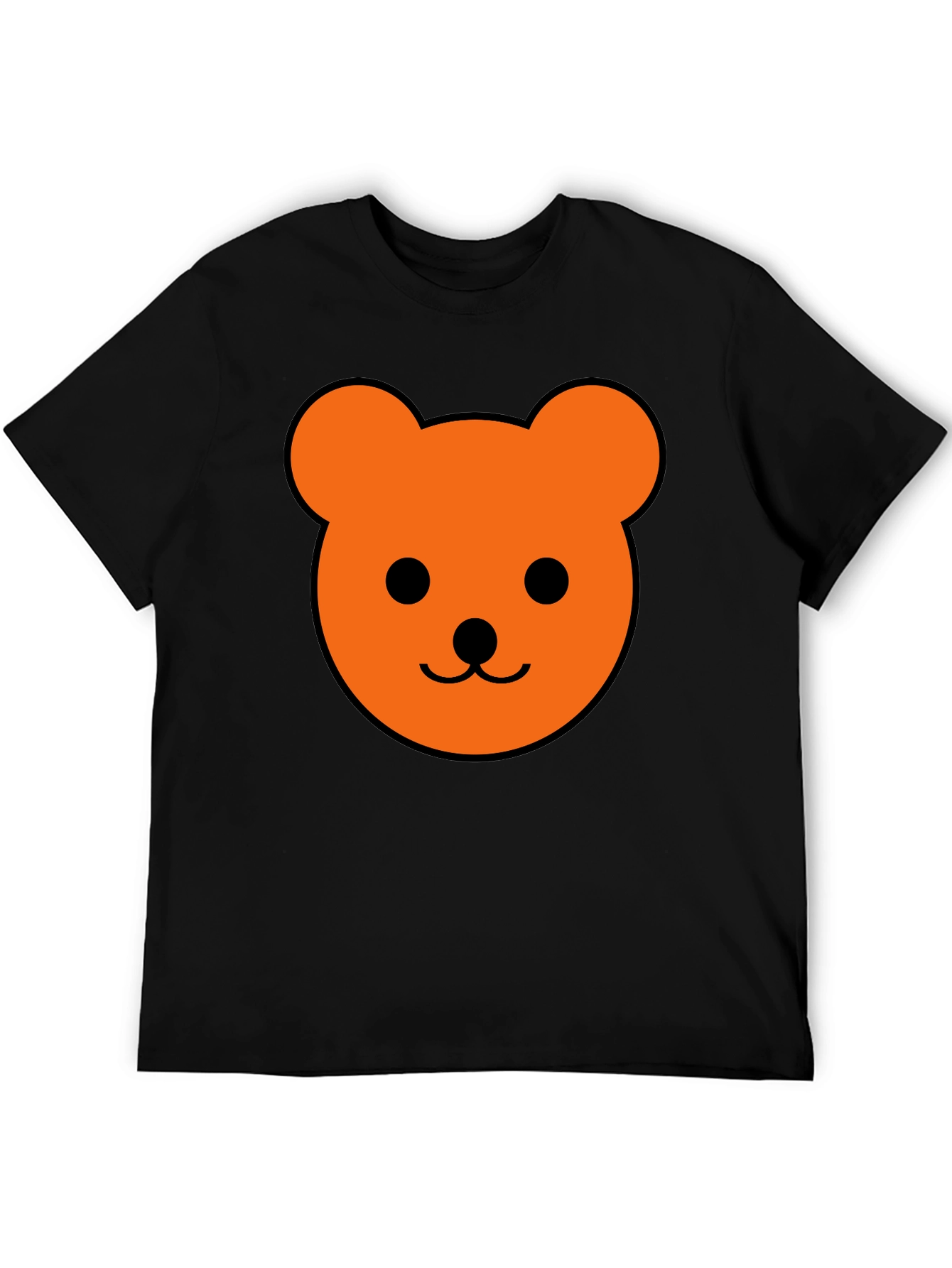 Black Men's Black T-Shirt with Orange Bear Graphic view 5