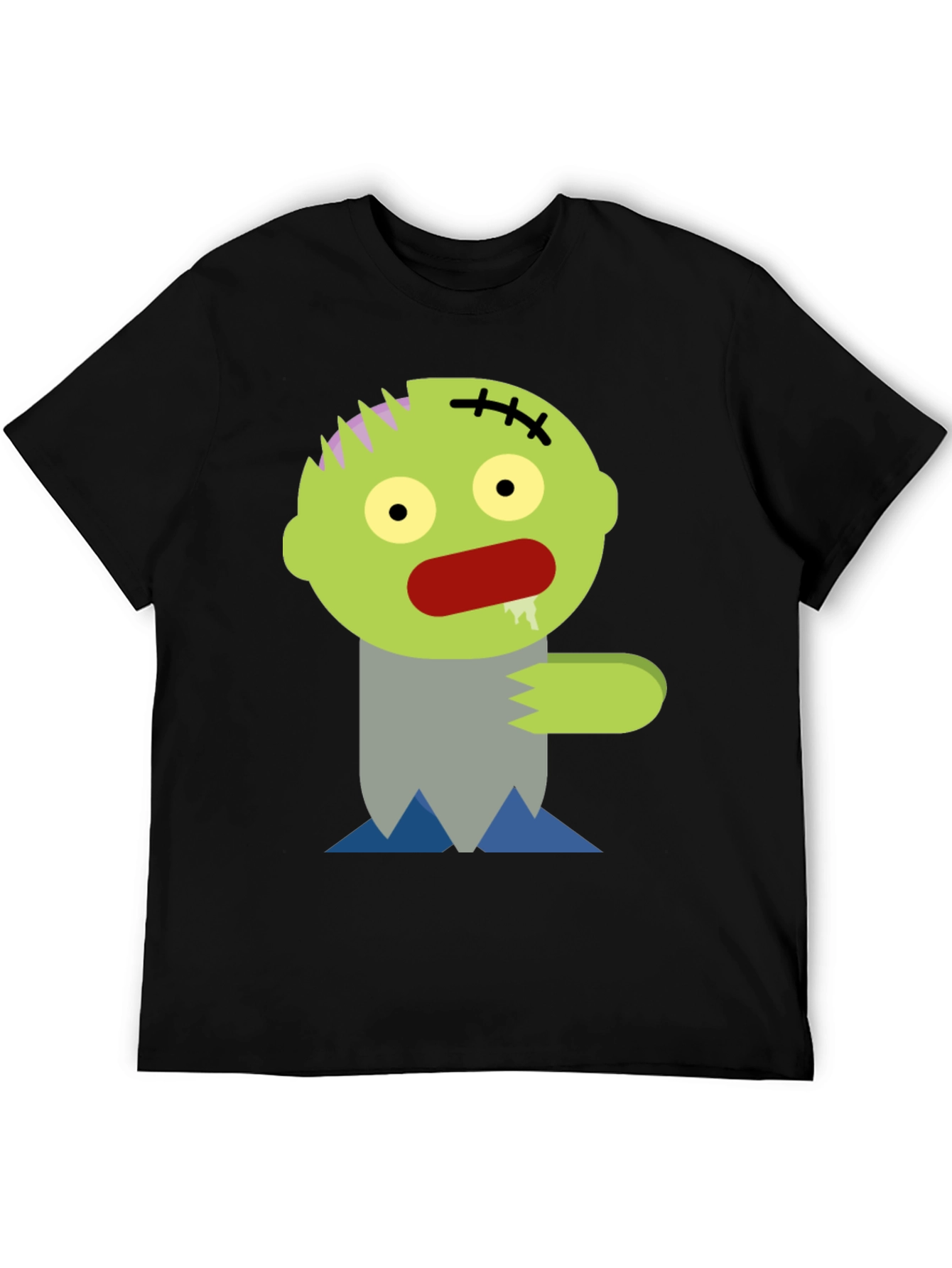 Black Zombie Cartoon Graphic T-Shirt view 5