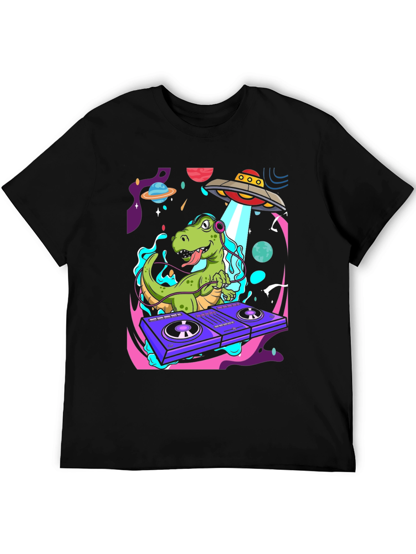 Black Dino DJ Graphic Tee - Out of this World Style view 5