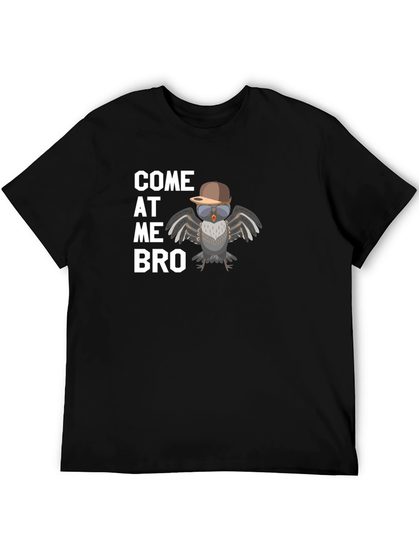 Black Come At Me Bro Owl Tee - Funny Bird T-Shirt view 5