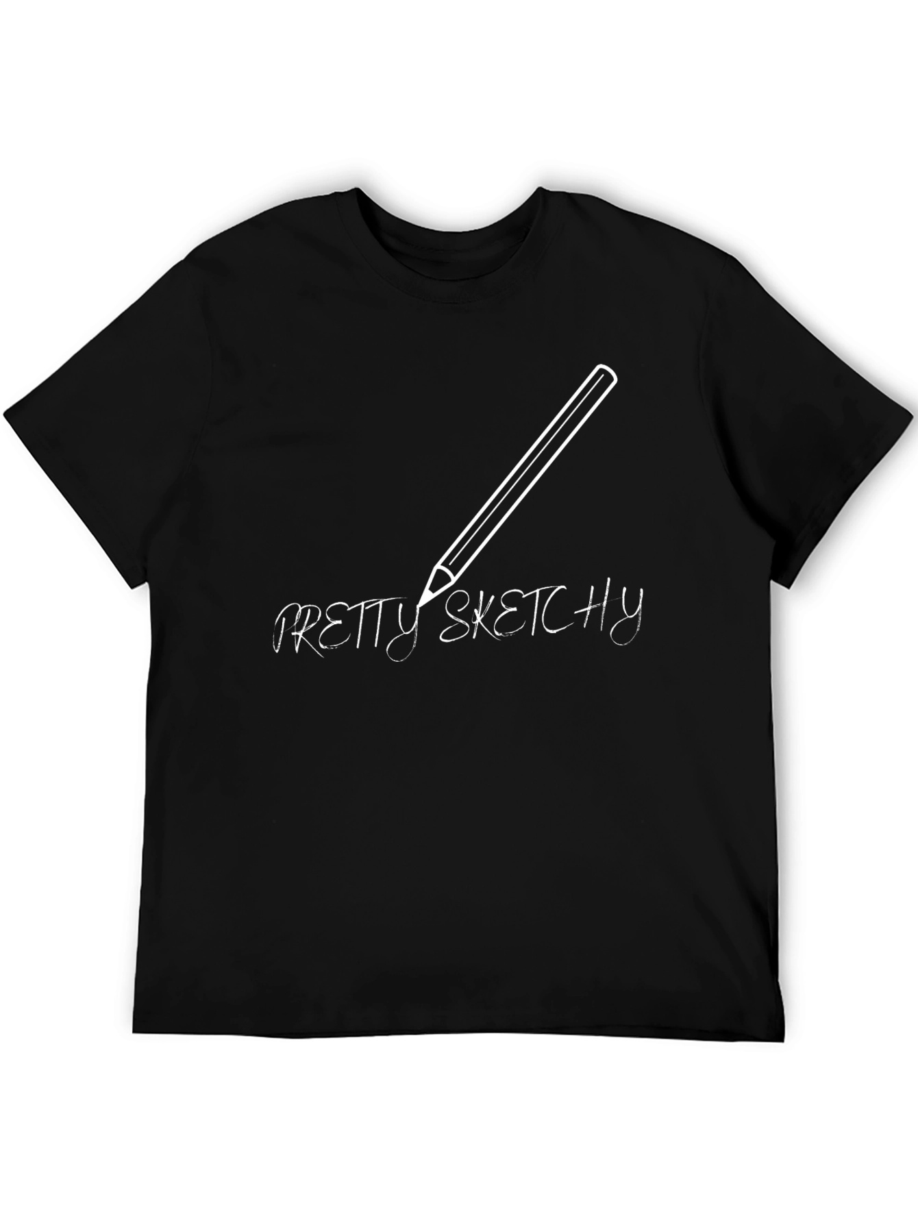 Black Pretty Sketchy Graphic T-Shirt - Black Cotton Tee view 5