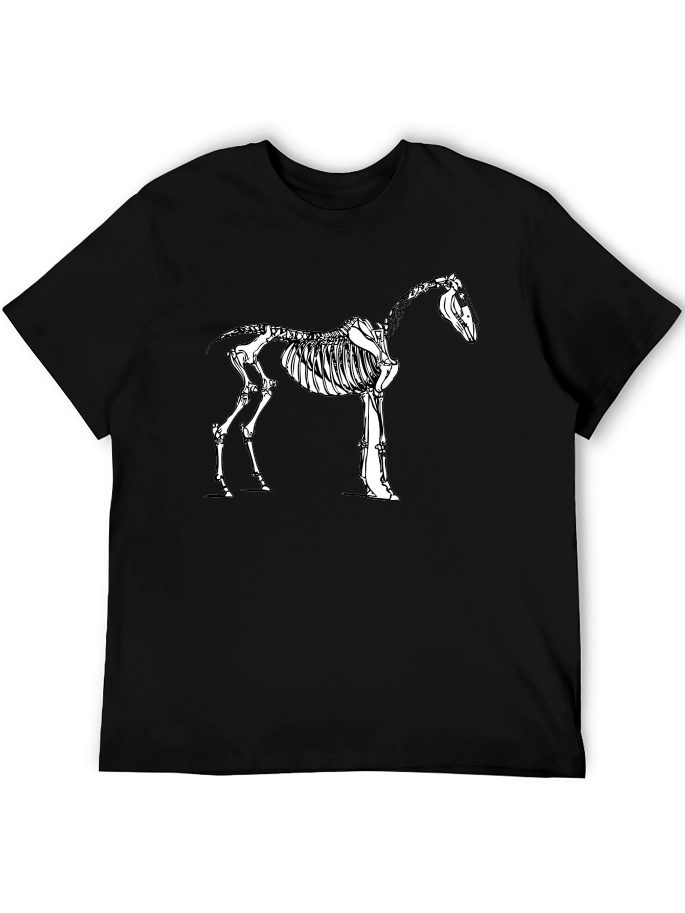 Black Horse Skeleton Graphic Tee - Black Cotton Shirt view 5