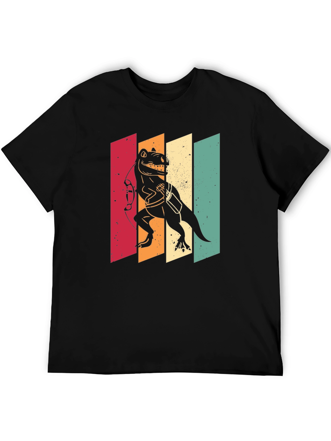 Black Retro Dinosaur Archer T-Shirt - Vintage Style view 5