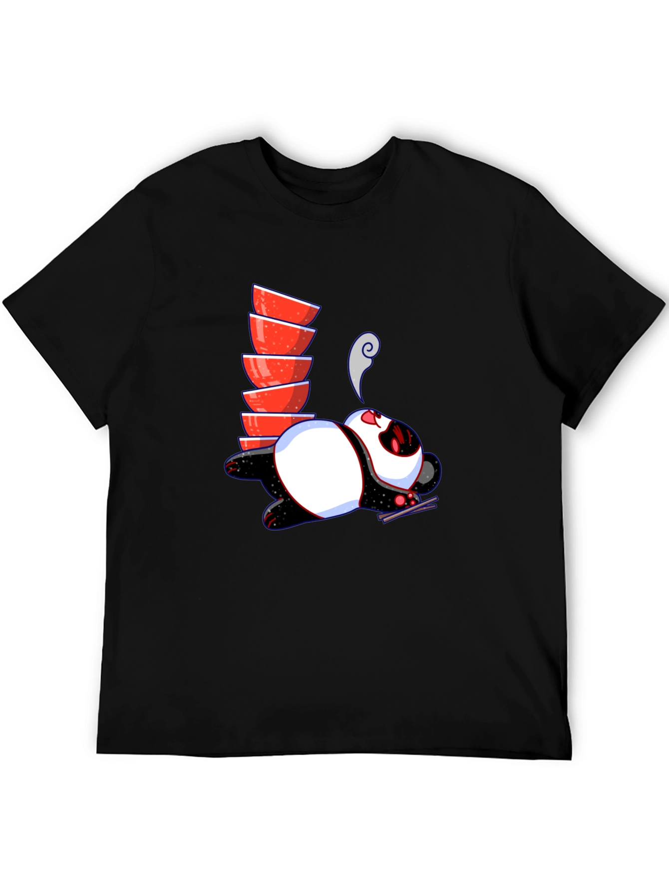 Black Noodle Lover Panda Graphic Tee - Black view 5