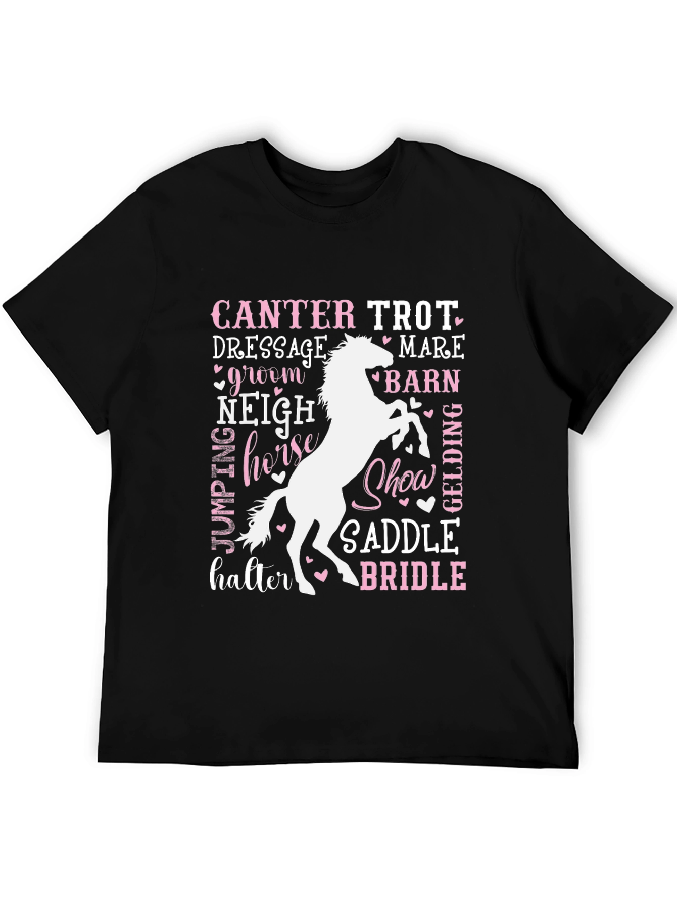 Black Equestrian Word Art T-Shirt - Horse Lover Tee view 5
