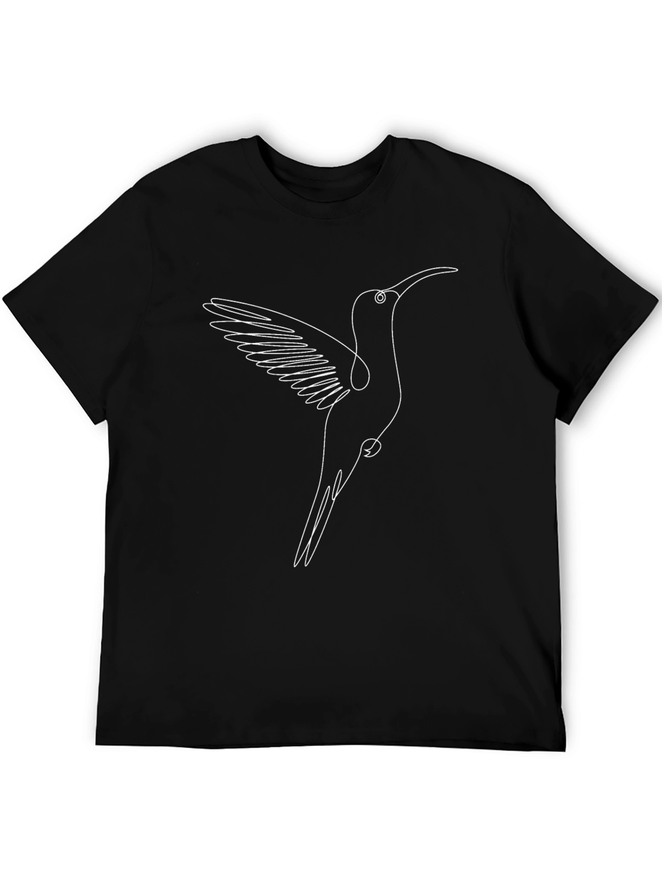 Black Hummingbird Line Art Graphic Tee - Stylish Casual Wear view 5