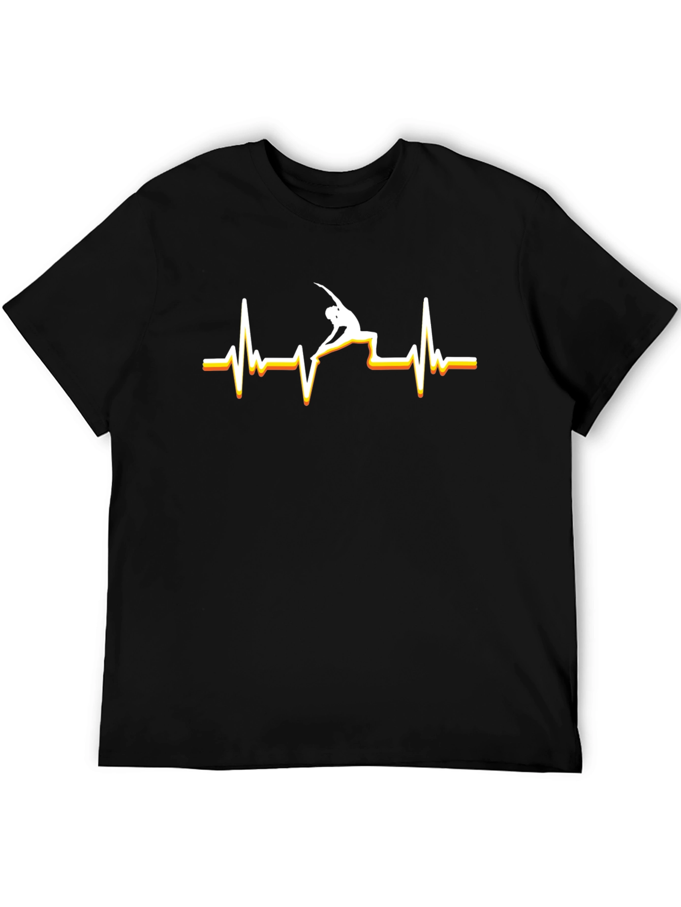 Black Yoga Heartbeat Graphic Tee - Black view 5