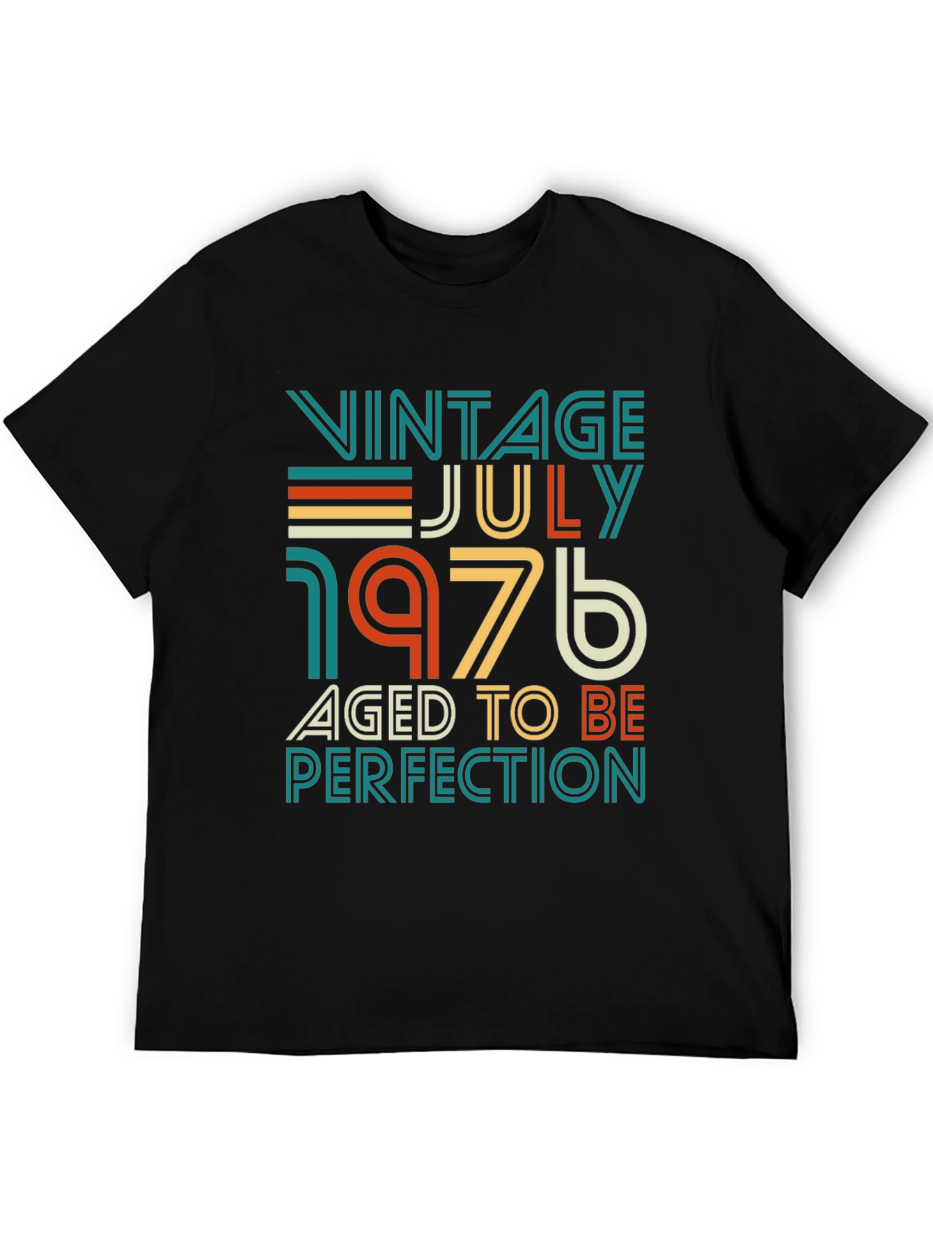 Black Vintage July 1976 Aged to Perfection T-Shirt view 5